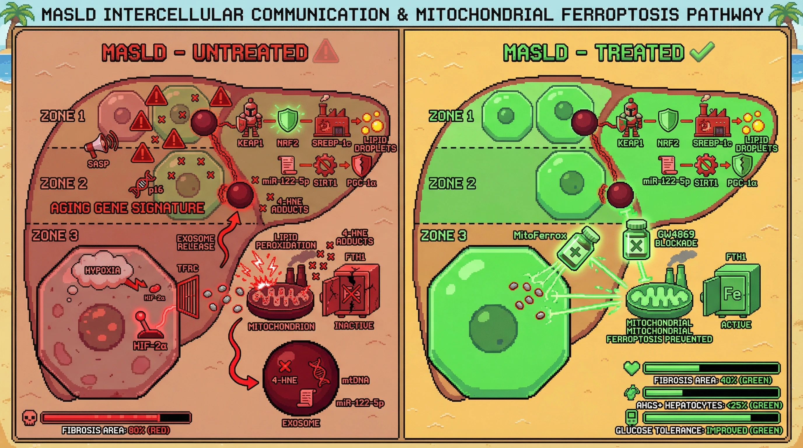 Infographic for: Mitochondrial ferroptosis in zone 3 hepatocytes triggers exosome‑mediated spread of aging signatures across the liver lobule