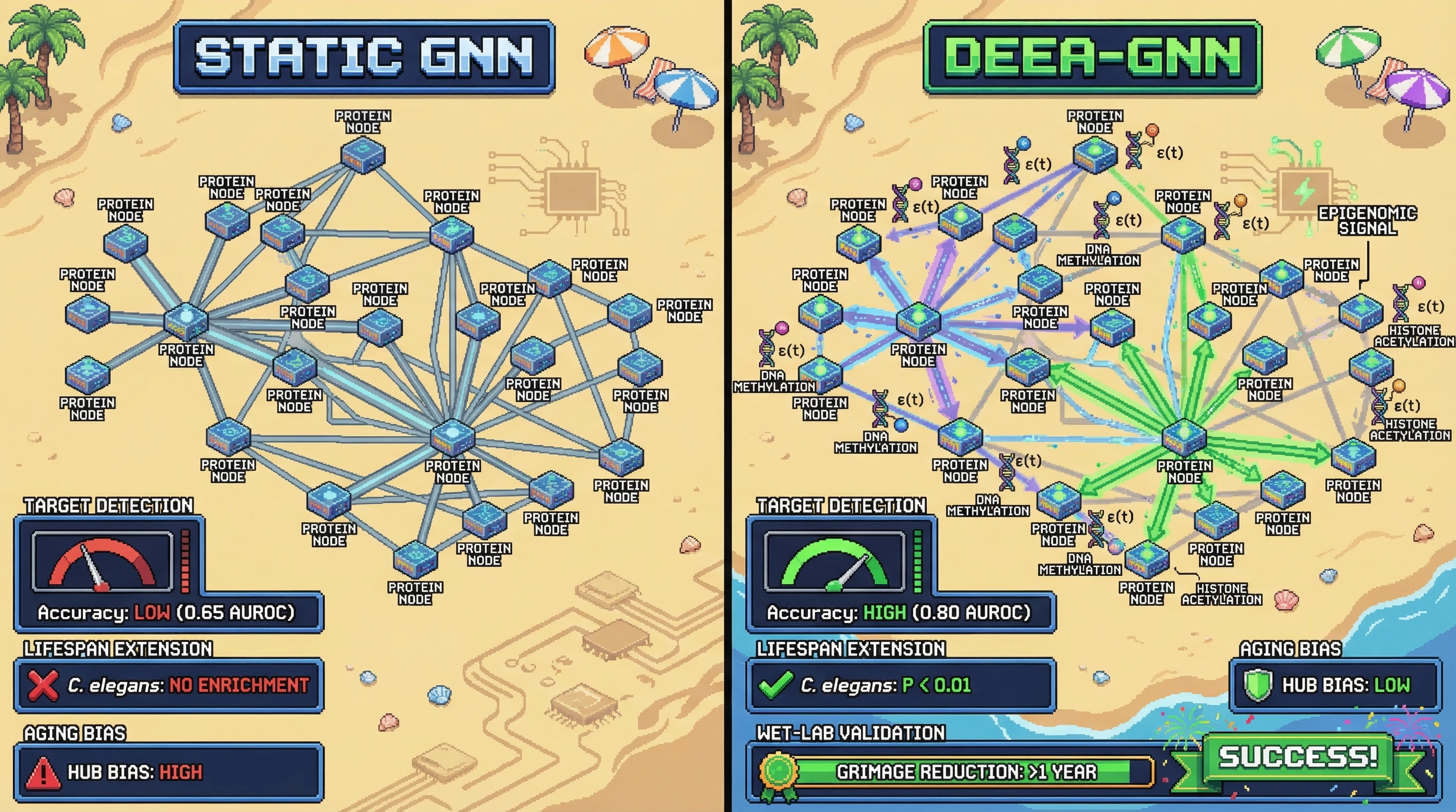 Infographic for: Dynamic Epigenomic Edge-Attention GNN for Aging Drug Target Discovery