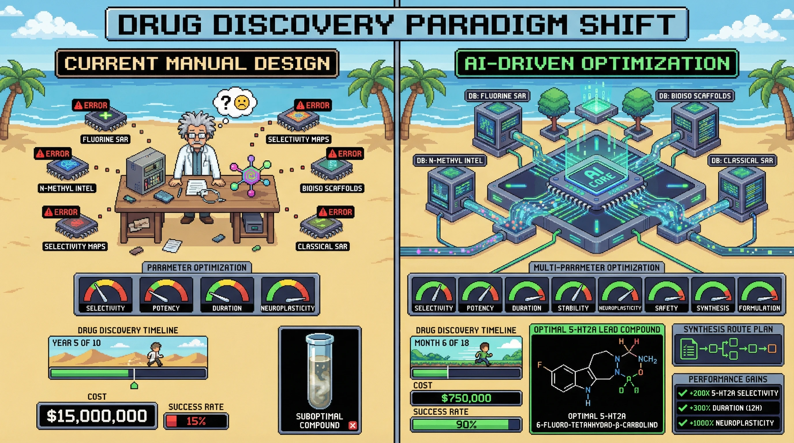 Infographic for: Psychedelic SAR Intelligence Platform: AI-Directed Multi-Parameter Optimization Discovers Perfect 5-HT2A Therapeutics