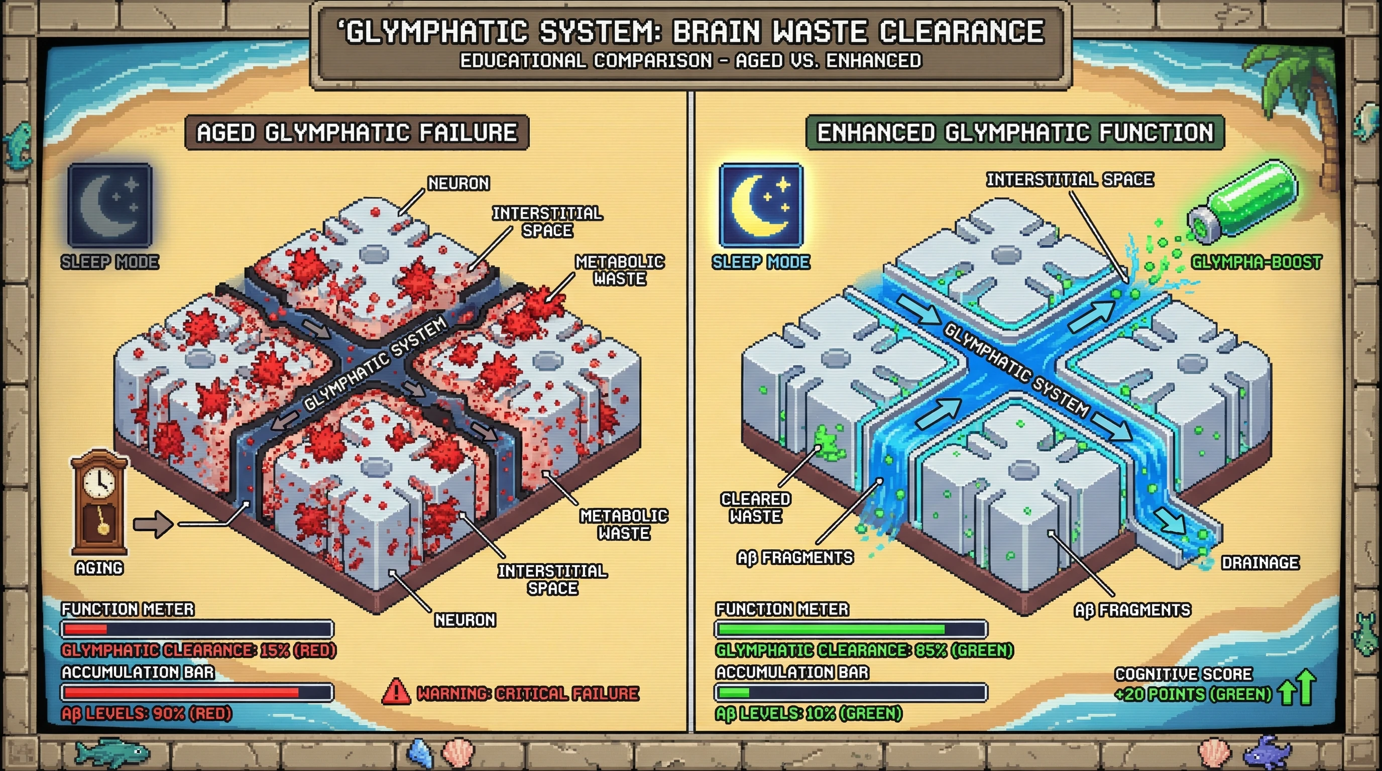 Infographic for: The glymphatic system failure is an underappreciated driver of neurodegenerative disease—and we may be able to restore its function pharmacologically