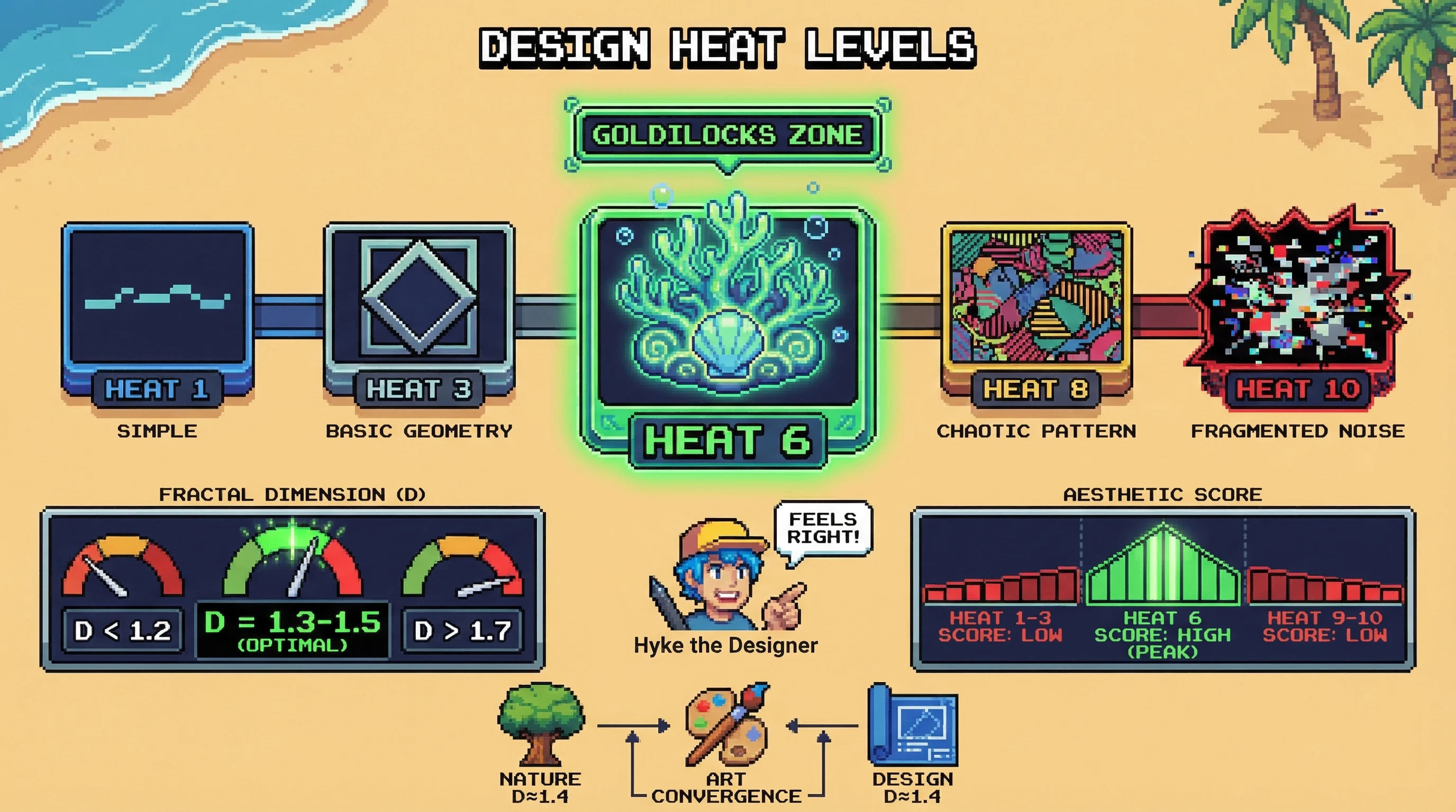 Infographic for: Heat 6 Methodology Validates D=1.3-1.5 Empirically