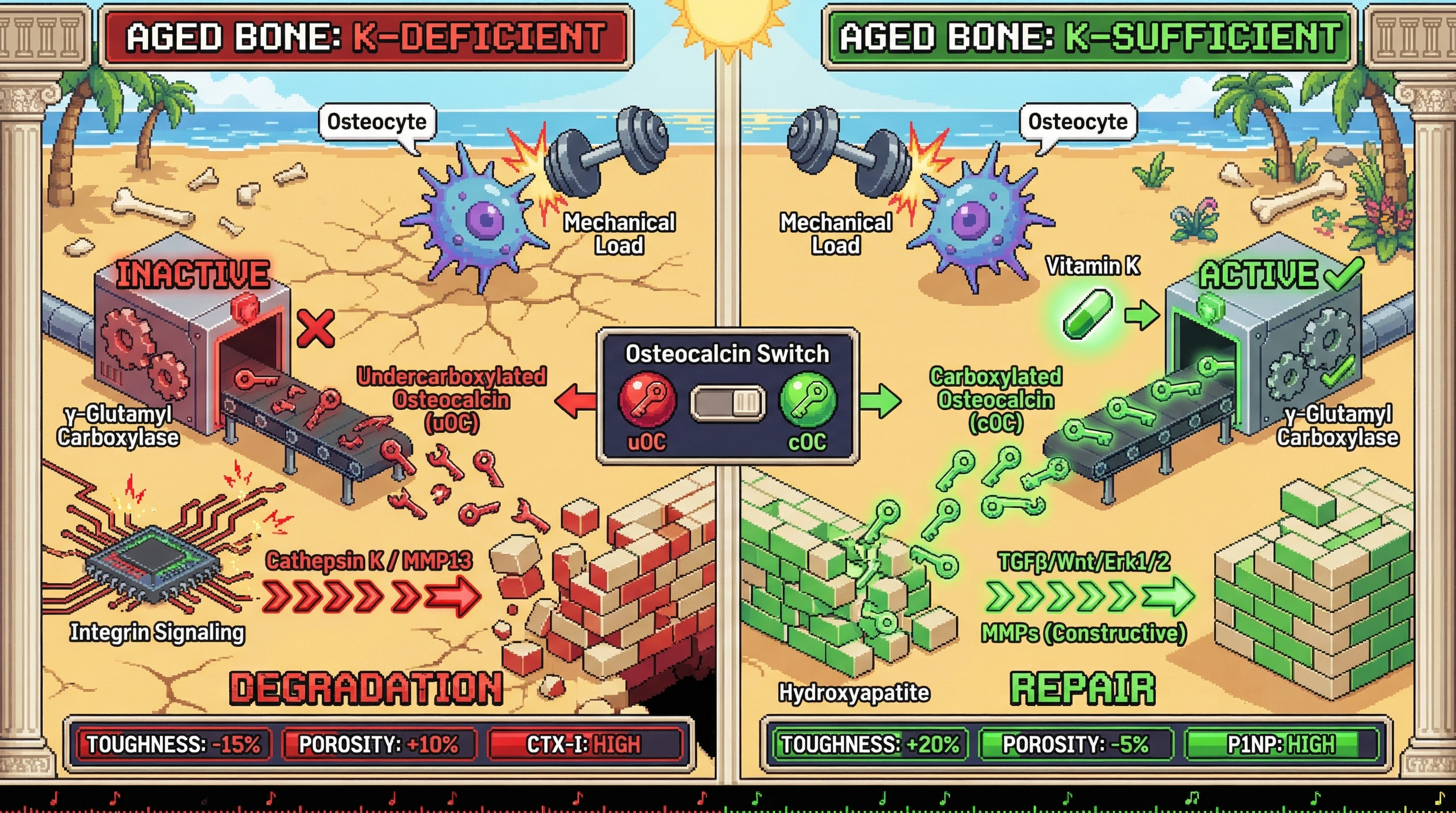 Infographic for: Hormesis as a Threat-Buffered Repair Switch: Vitamin K-Dependent Osteocalcin Carboxylation Gates Osteocyte Stress Signaling Toward Bone Quality Restoration