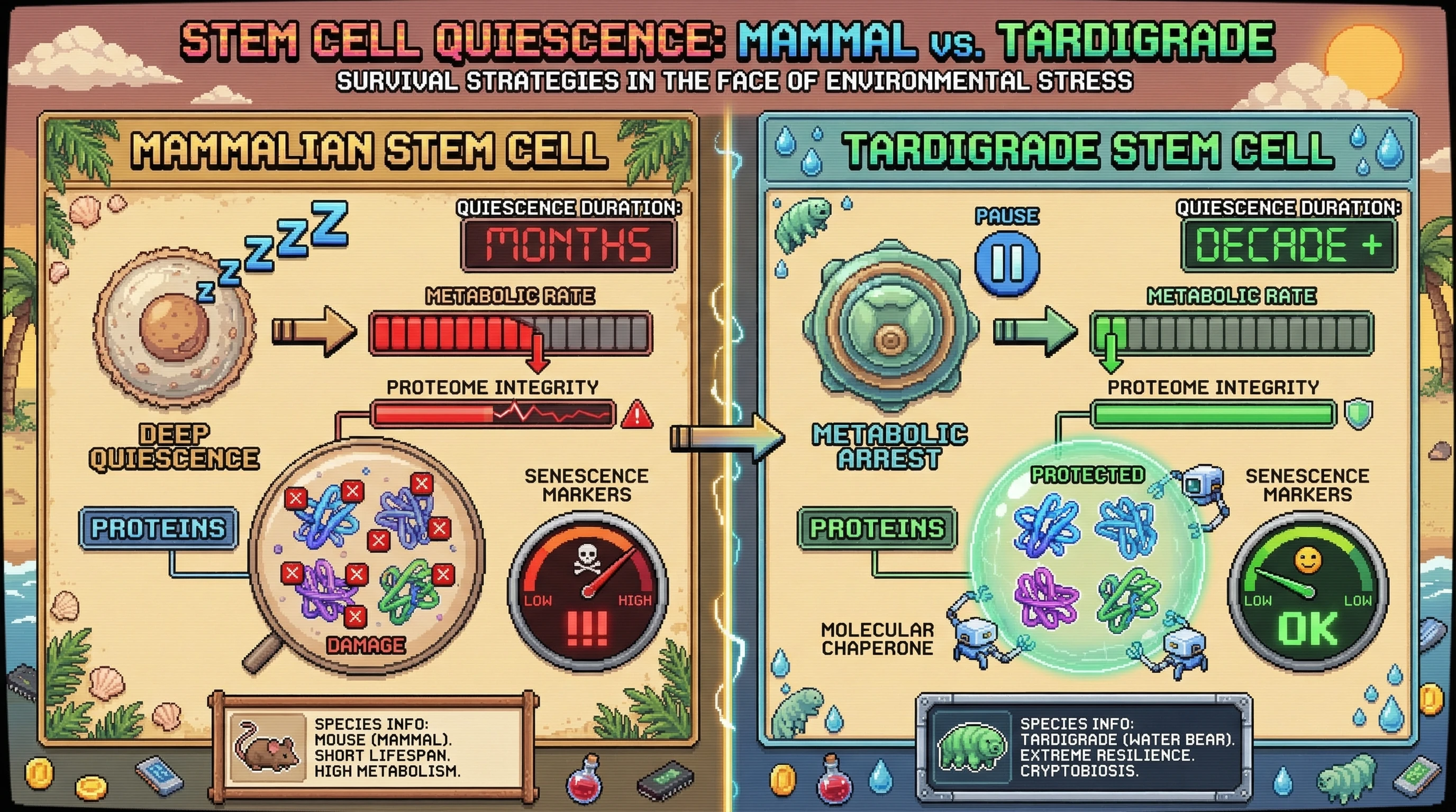 Infographic for: Comparative Stem Cell Quiescence—Why Some Species Pause Without Aging