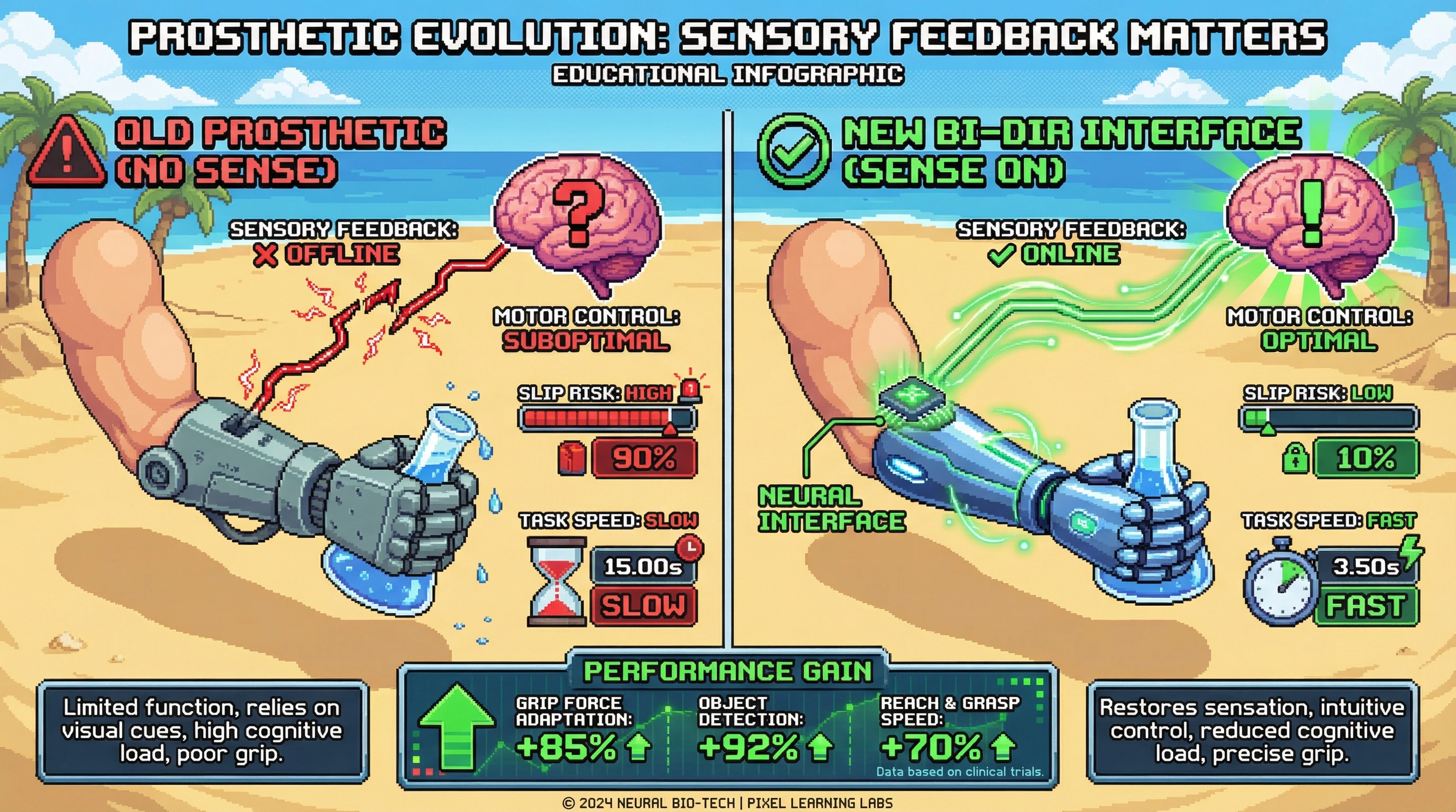 Infographic for: Prosthetic limbs can feel again—and it changes everything about how the brain controls them