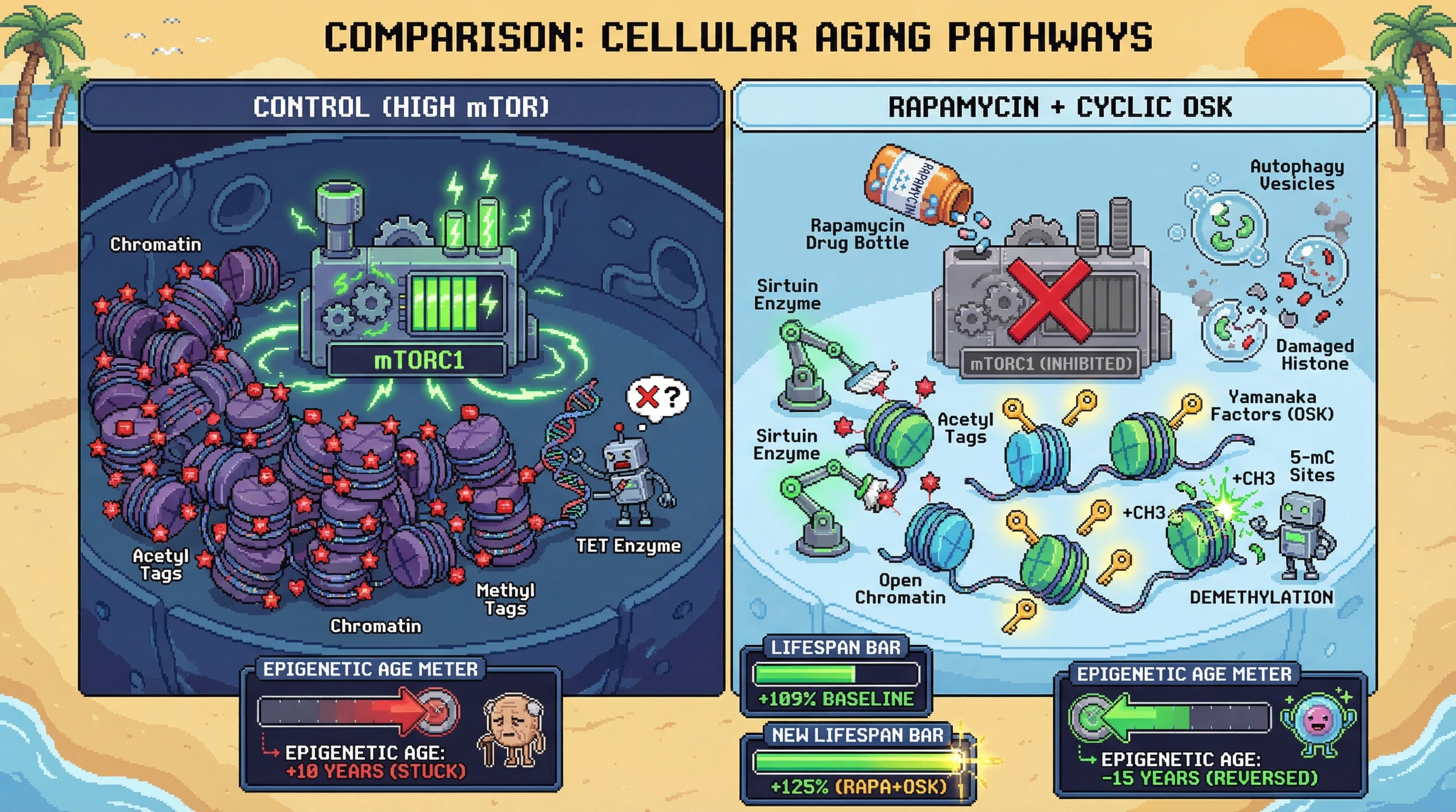 Infographic for: mTOR Inhibition Primes Chromatin for Epigenetic Resetting During Partial Reprogramming