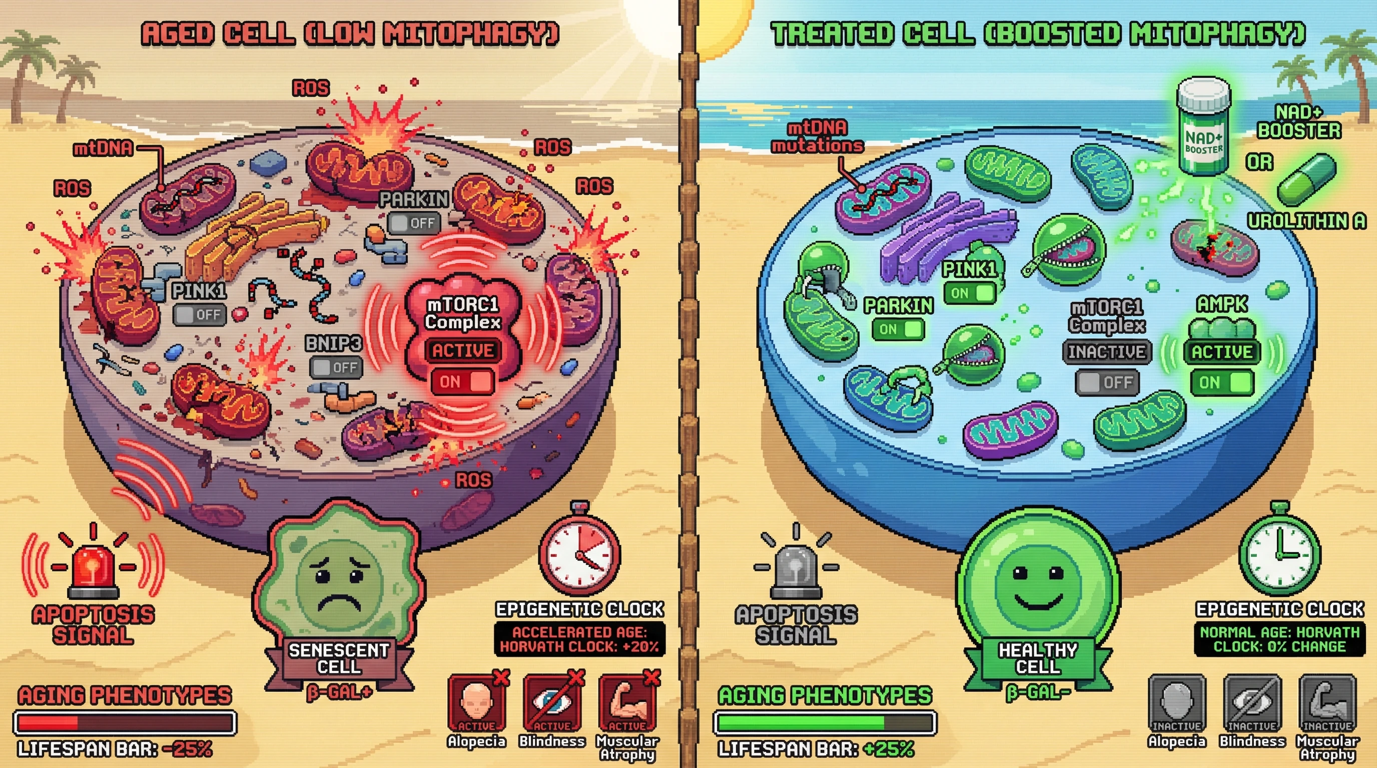 Infographic for: Nuclear-Encoded Mitophagy Regulators Gate the Phenotypic Impact of mtDNA Mutations on Aging