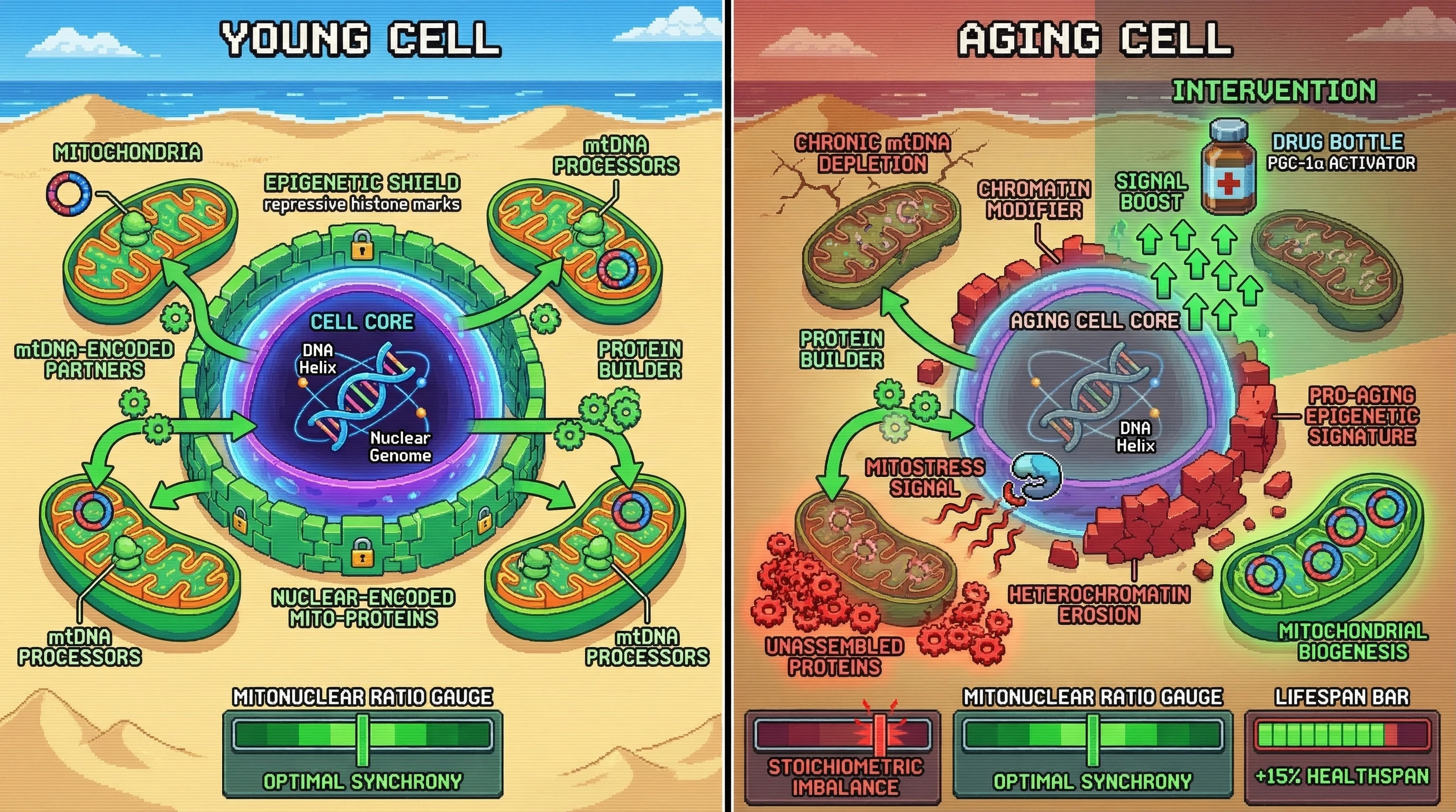 Infographic for: The Mitochondrial Tipping Point: Chronic Low-Grade mtDNA Depletion as a Prerequisite for Nuclear Epigenetic Aging