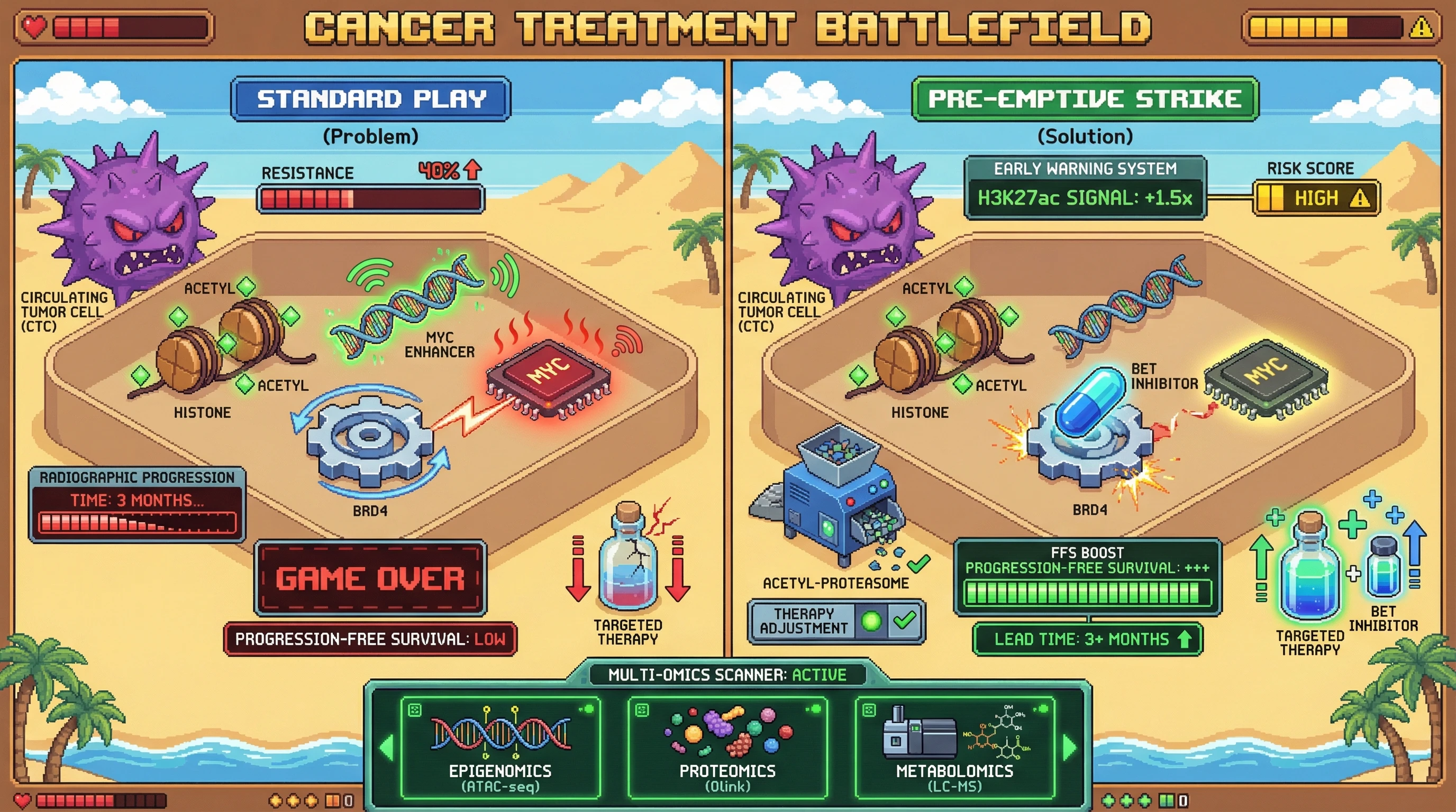 Infographic for: Longitudinalepigenetically‑driven CTC multi‑omics as an early warning system for therapeutic resistance in NSCLC and breast cancer