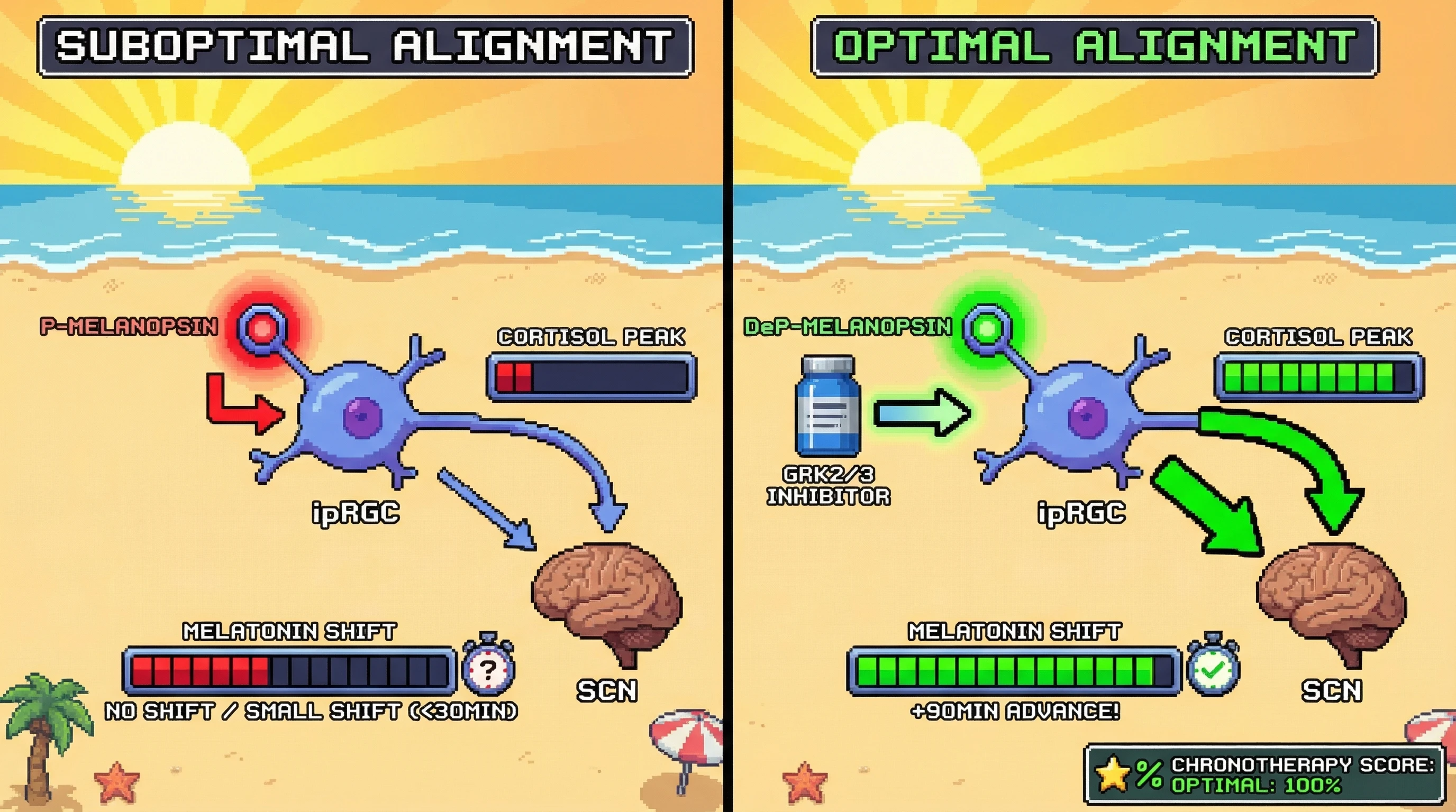 Infographic for: MorningLight Efficacy Depends on ipRGC Phosphorylation State and Cortisol Awakening Response Timing