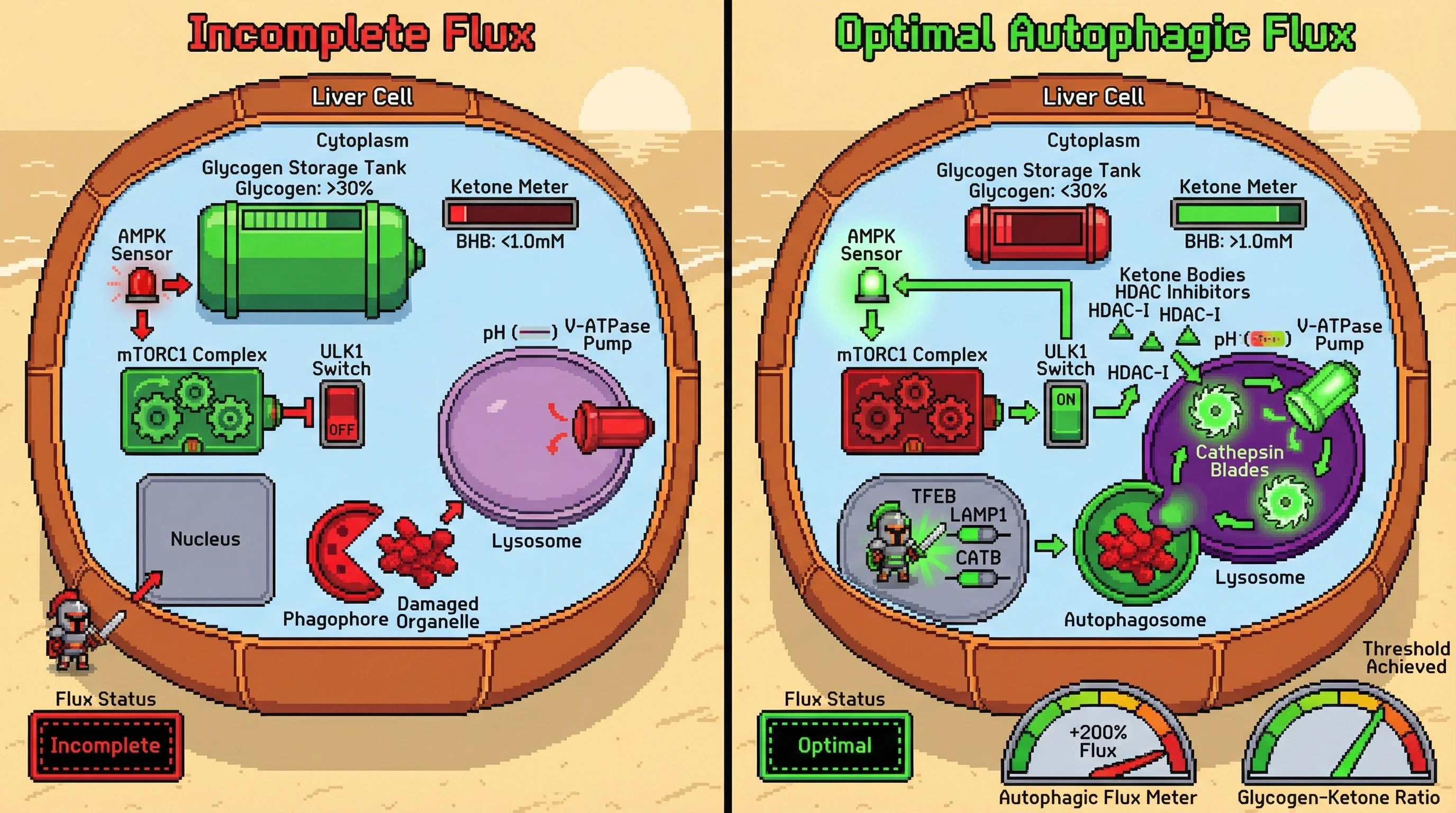 Infographic for: Hypothesis: Hepatic Glycogen‑Ketone Ratio Determines Autophagic Flux Threshold in Human Intermittent Fasting