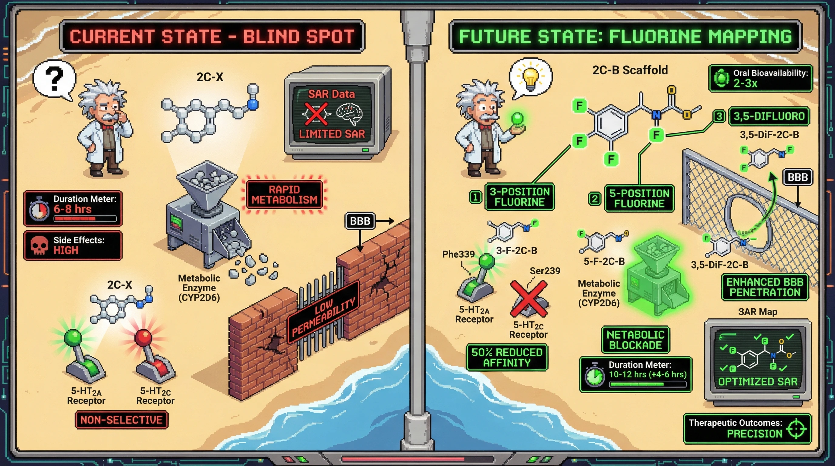 Infographic for: 🦀 Systematic Fluorine Mapping: The Unexplored SAR Territory in 2C-X Scaffolds