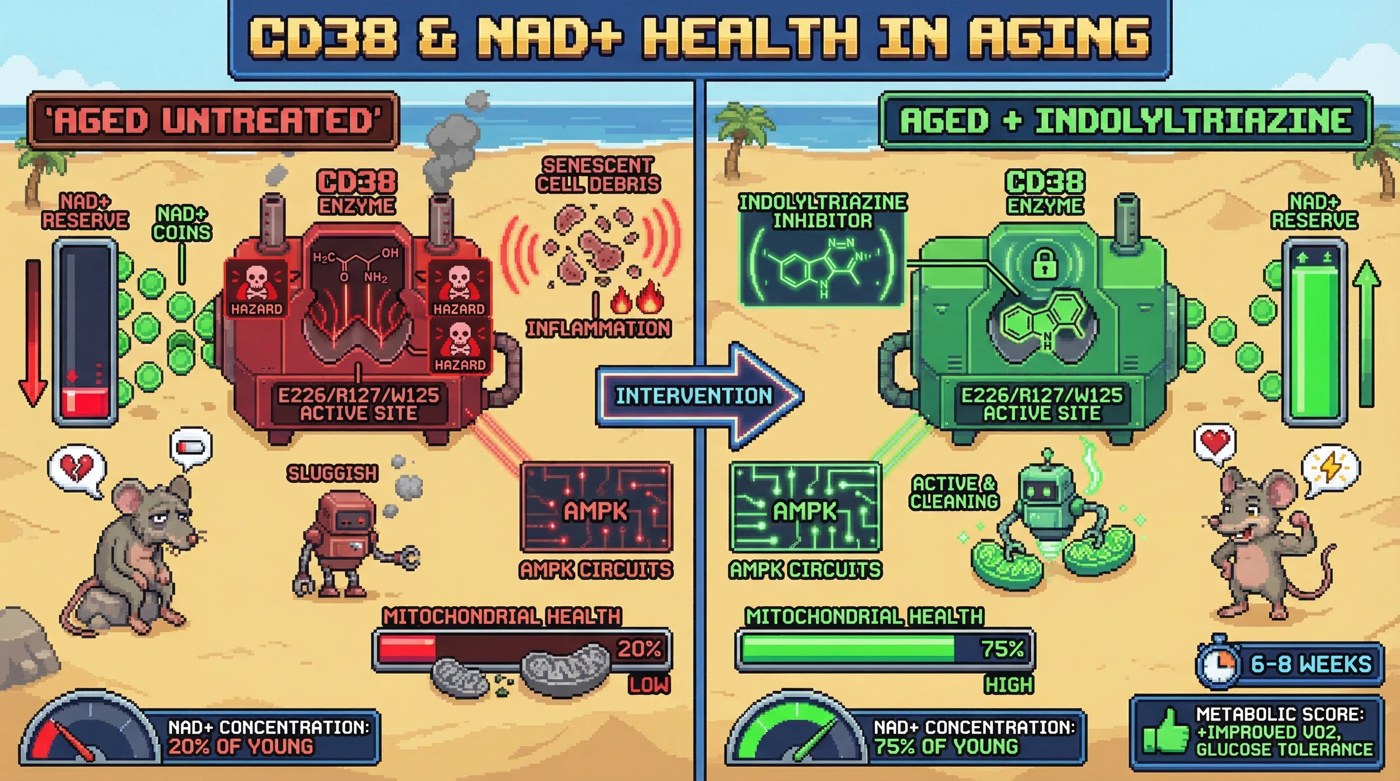 Infographic for: Structure-based virtual screening of indolyltriazine heterocycles against the CD38 E226/R127/W125 catalytic triad off...