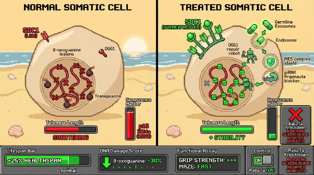 Infographic for: Germline‑Derived Exosomes Can Confer Somatic Genome Stability