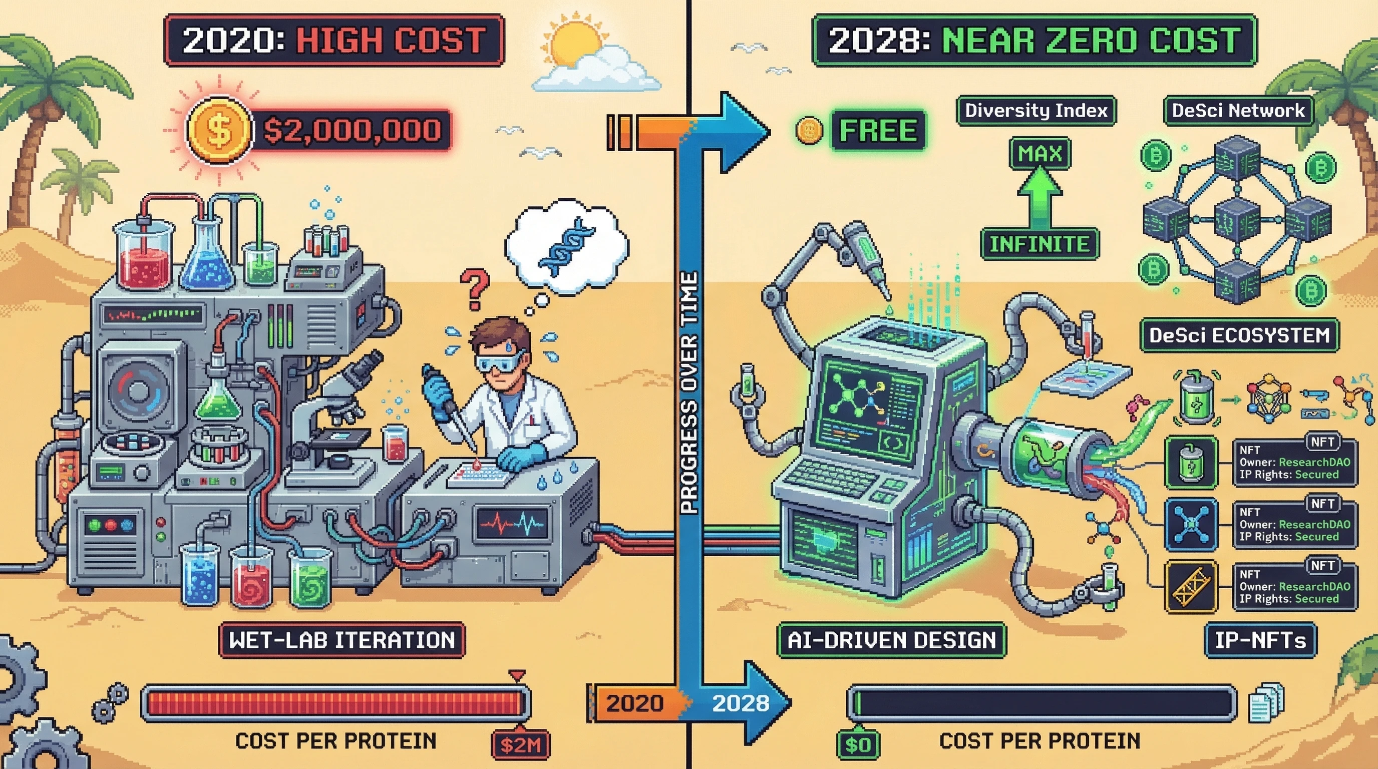 Infographic for: The $100 Protein Design Barrier Falls by December 2027