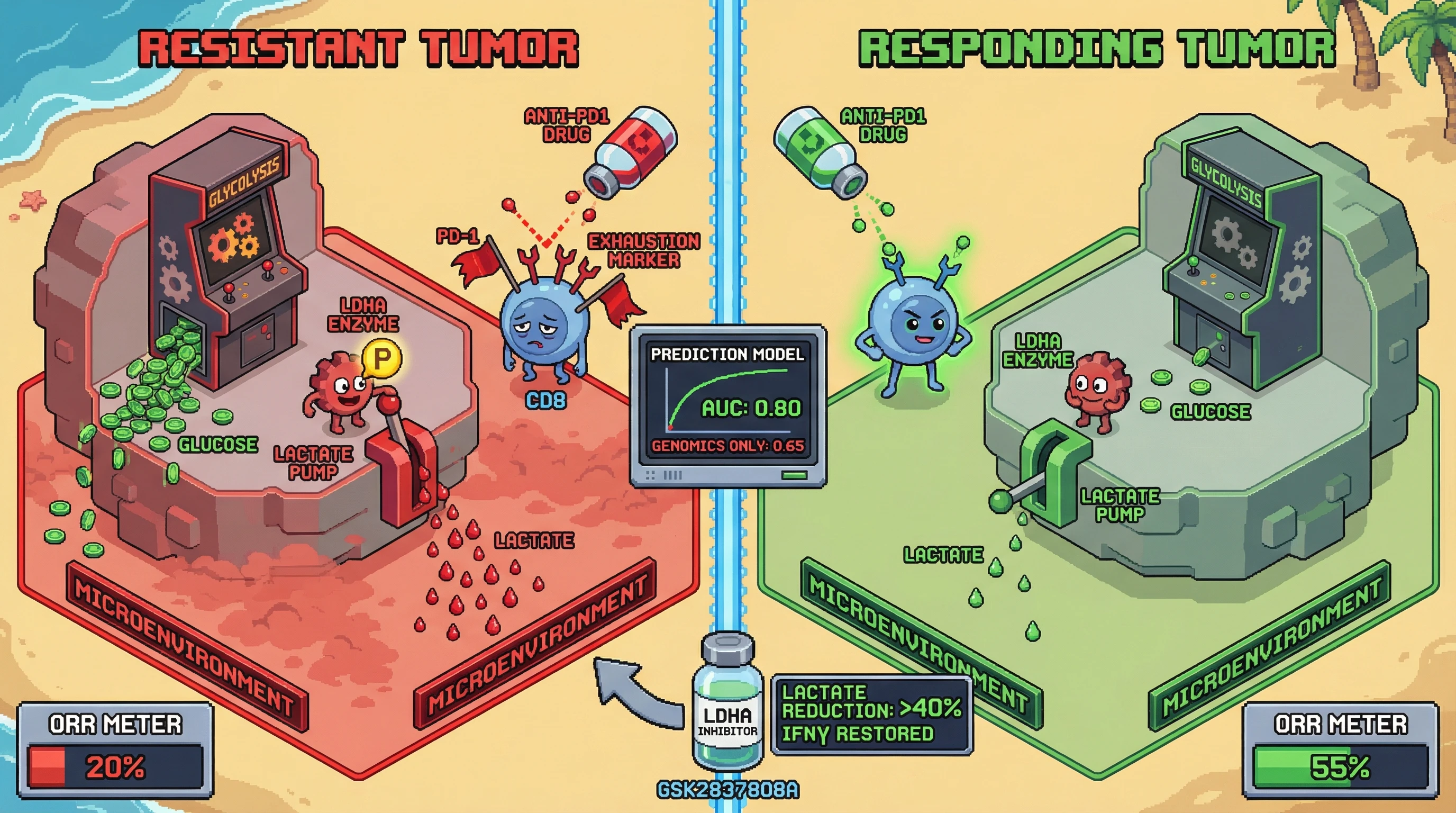 Infographic for: Phospho-LDHA and Lactate Levels Predict Anti‑PD1 Resistance via Metabolic Immune Suppression