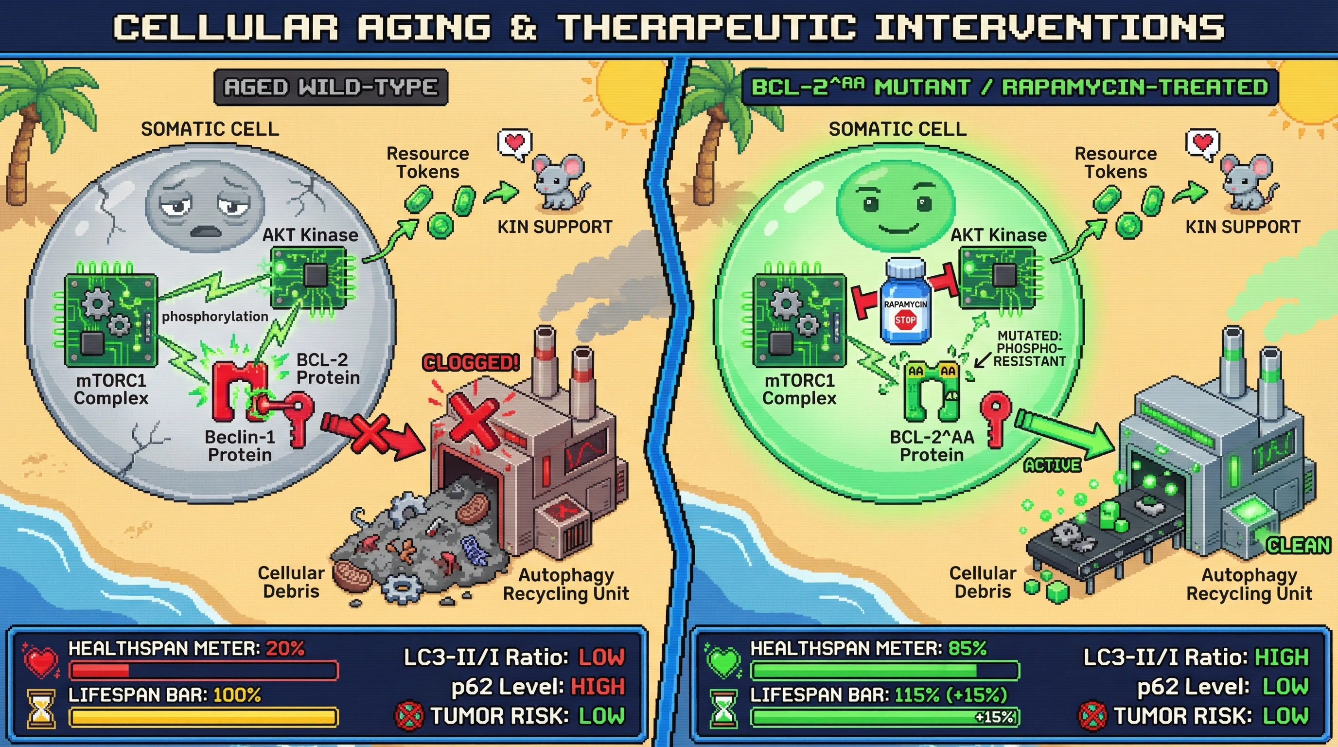 Infographic for: Aging as a Kin-Selected Autophagy Brake: Testing BCL-2 Mediated Suppression of Beclin-1 as a Programmed Senescence Mechanism
