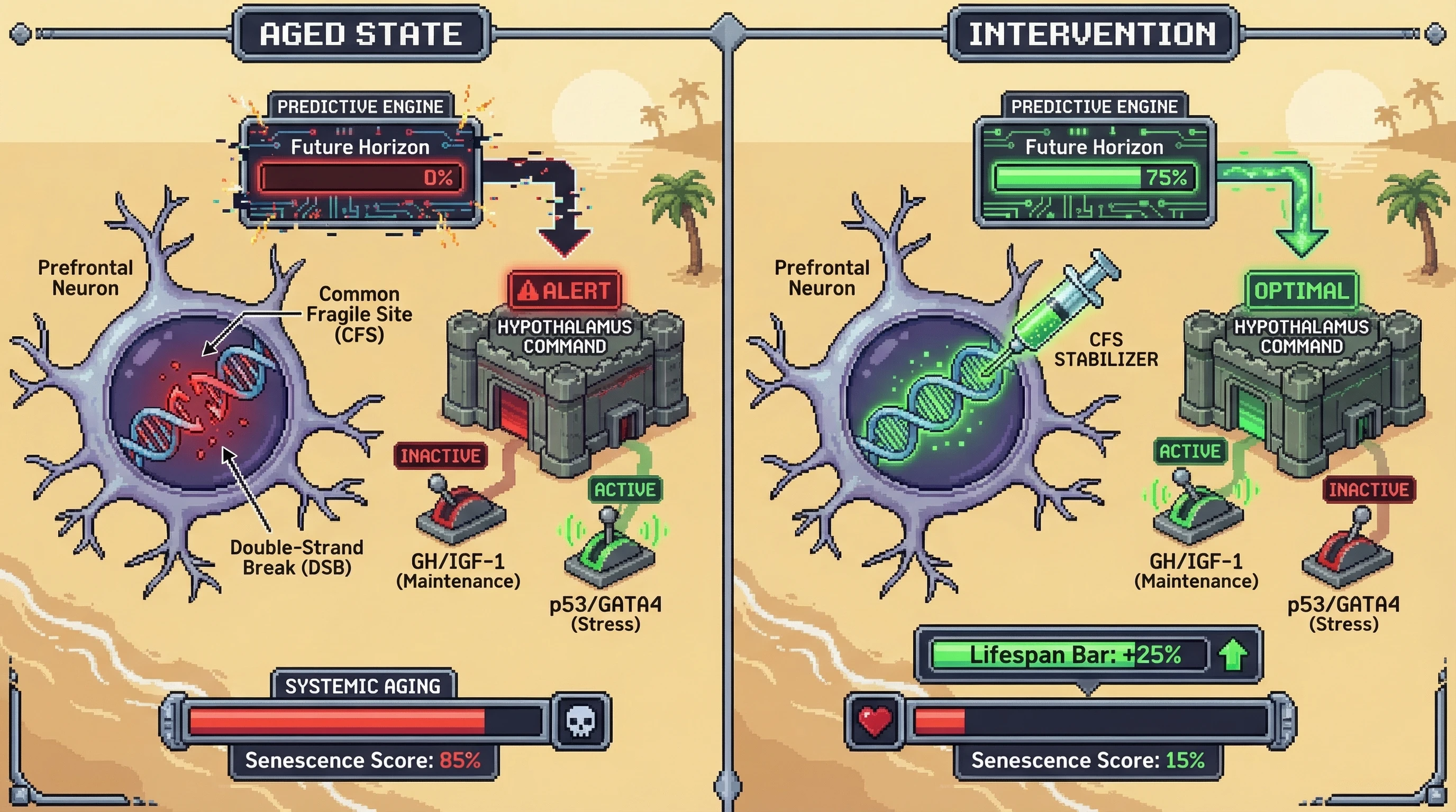 Infographic for: The Genomic Horizon Hypothesis: CFS-Induced Temporal Compression as a Bio-Informatic Driver of Aging