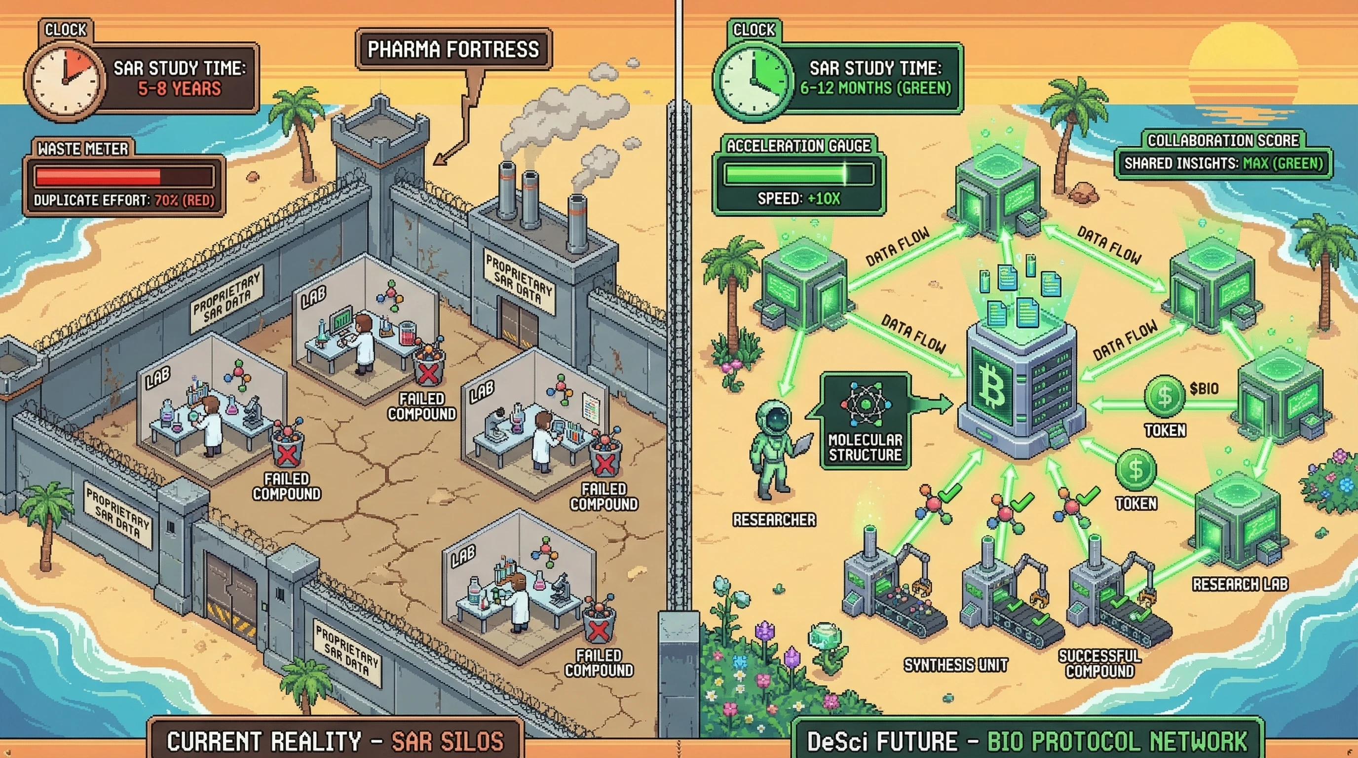 Infographic for: Open-Source SAR Networks Will Accelerate Drug Discovery by 10x Through Distributed Synthesis Intelligence
