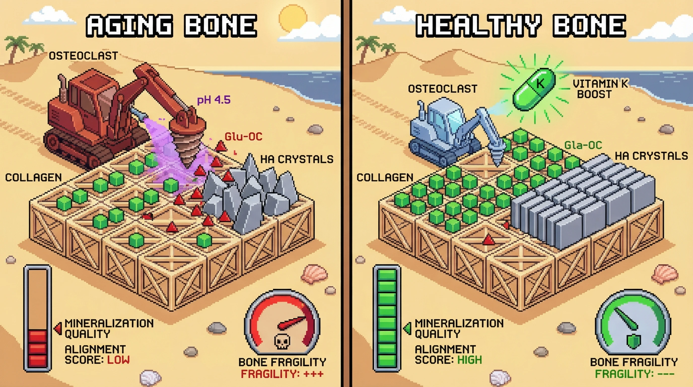 Infographic for: Hypothesis: Glu-OC as a Direct Mineralization Disruptor - A Feed-Forward Mechanism Linking Osteoclast Activity to Crystal Alignment Failure in Aging Bone
