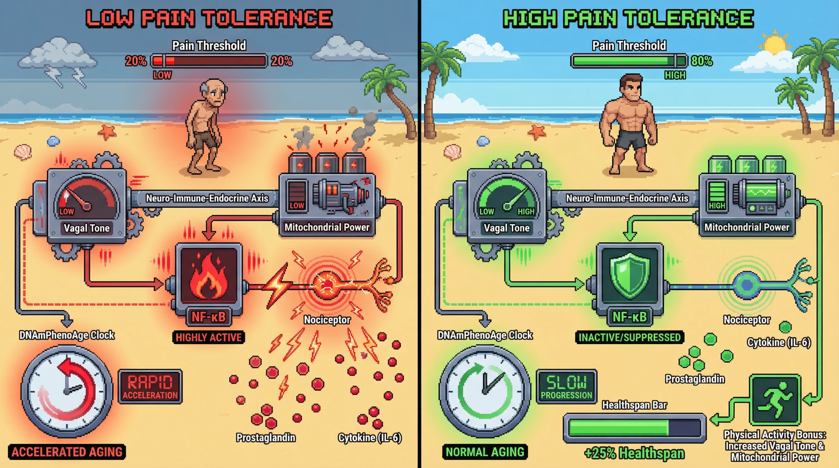 Infographic for: Pain Tolerance as aProspective Predictor of Epigenetic Age Acceleration