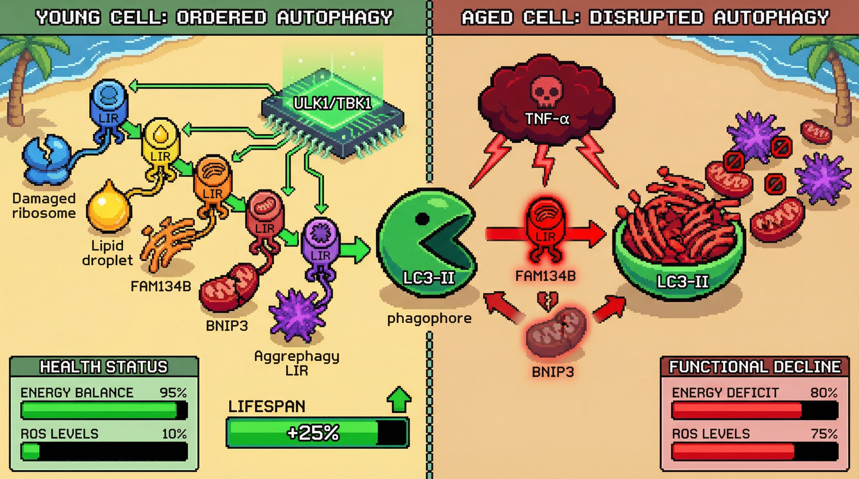 Infographic for: Disrupting the Ordered Hierarchy of Selective Autophagy Drives Age-Related Functional Decline