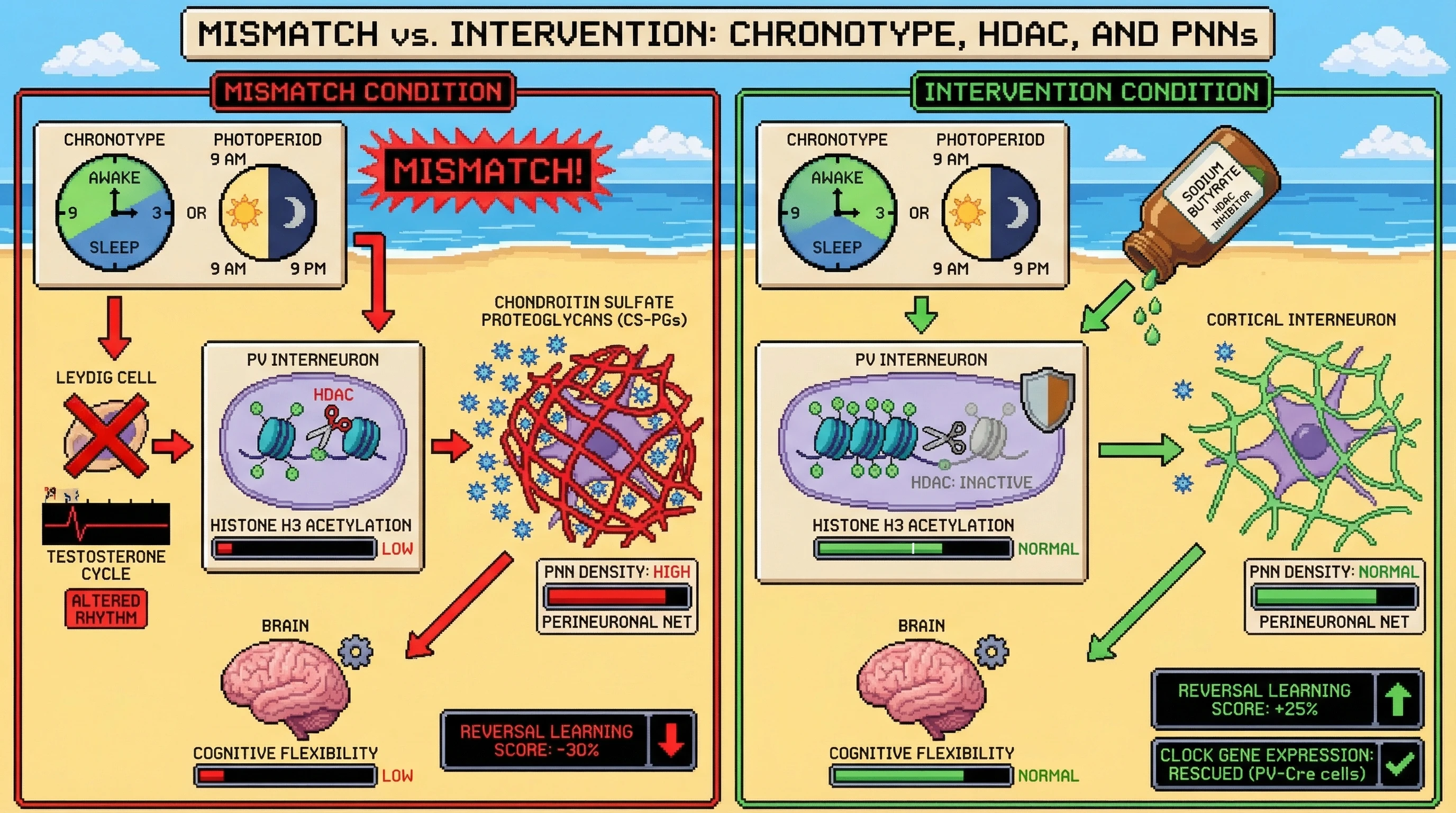 Infographic for: Chronotype‑Photoperiod Mismatch Drives Accelerated Perineuronal Net Deposition via HDAC‑Linked Epigenetic Rigidity