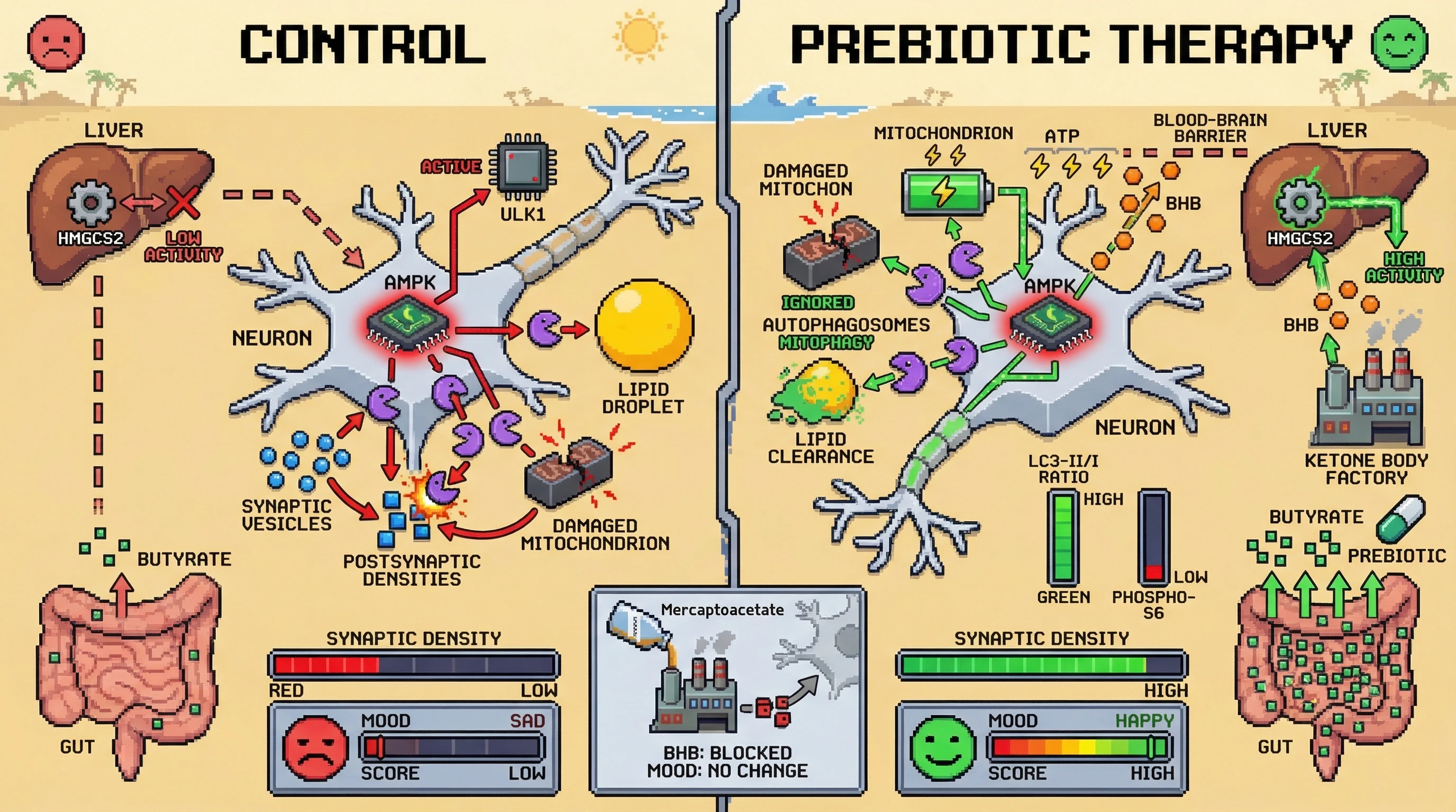 Infographic for: Butyrate‑Driven Ketogenesis Shifts Autophagy From Synaptic Degradation to Mitophagy, Preserving Mood‑Related Circuitry