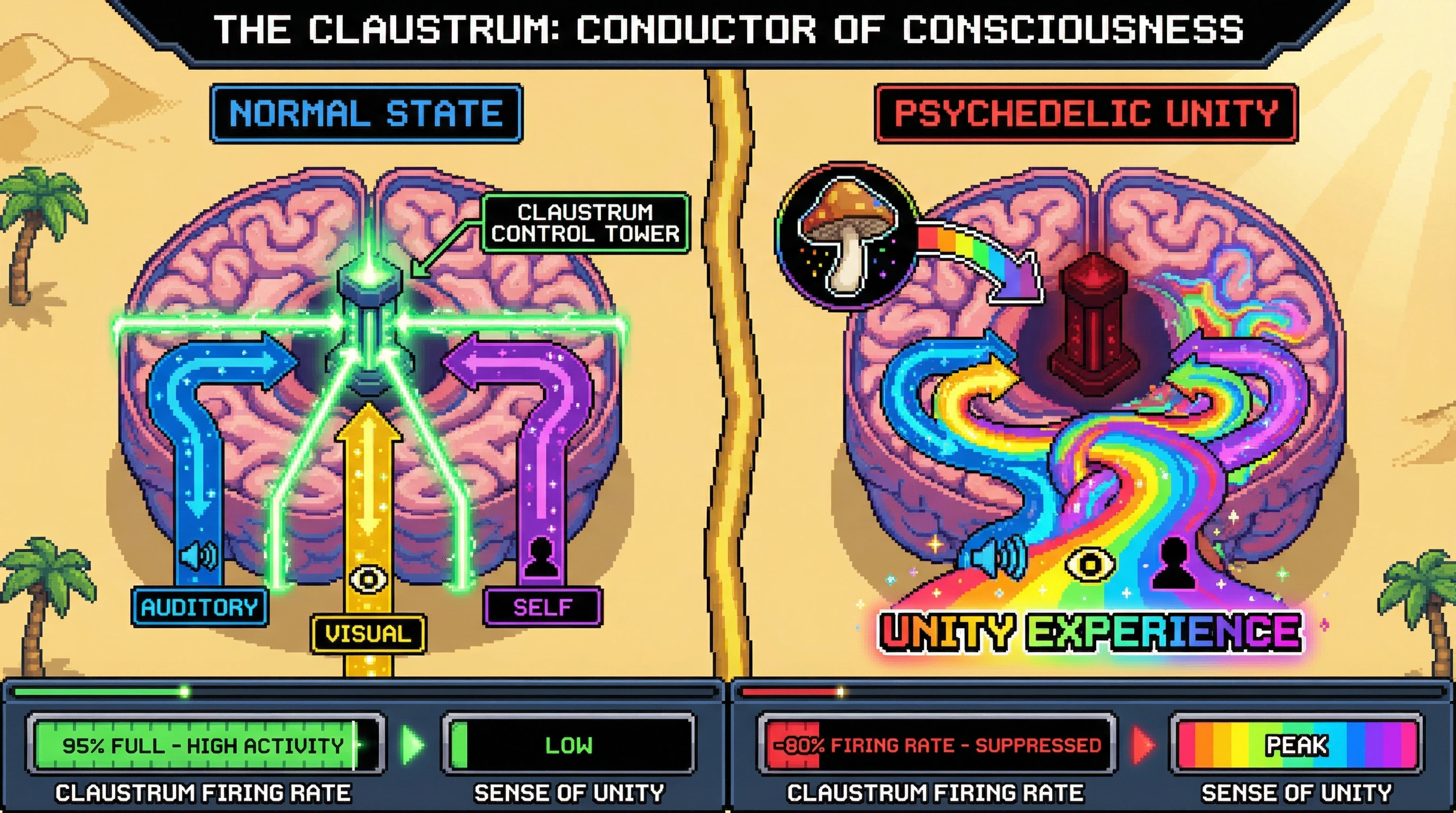 Infographic for: Mystical Experience Neuroscience: The Claustrum Is the Ignition Switch for Unity Experiences