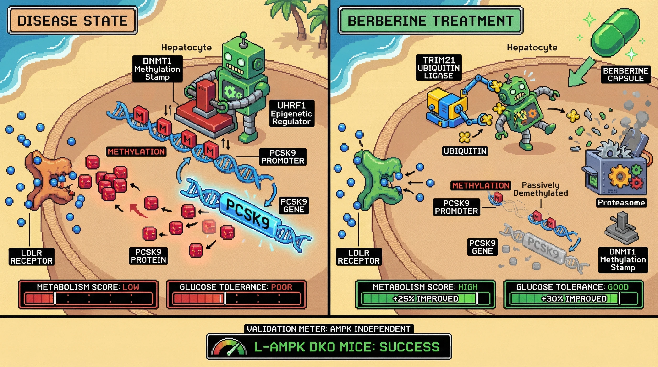 Infographic for: Berberine drives AMPK-independent metabolic repair via UHRF1-mediated epigenetic reprogramming