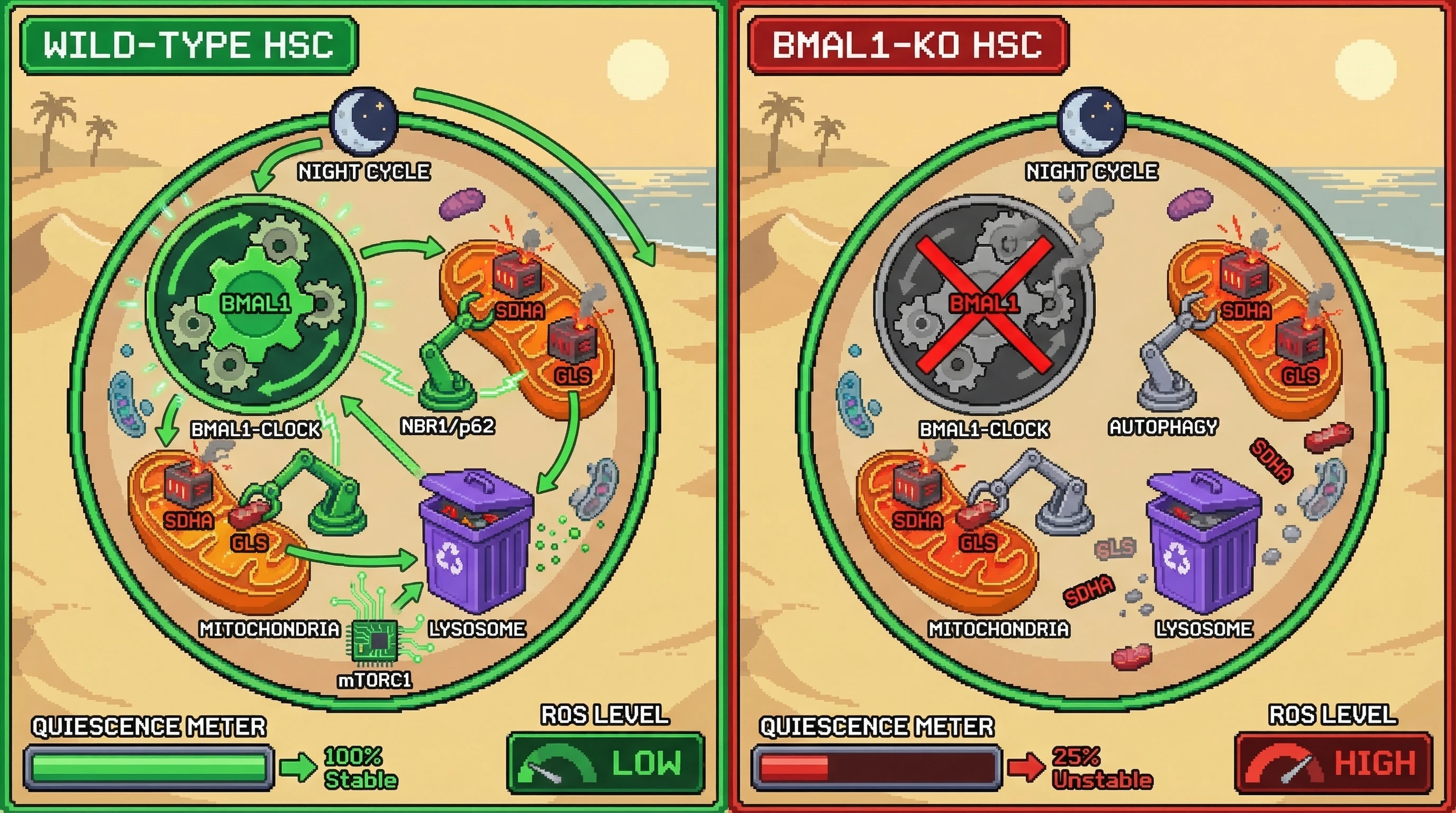 Infographic for: Autophagy as a Circadian‑Gated Rationing Switch that Preserves Stem Cell Quiescence by Selectively Degrading Metabolic Enzymes