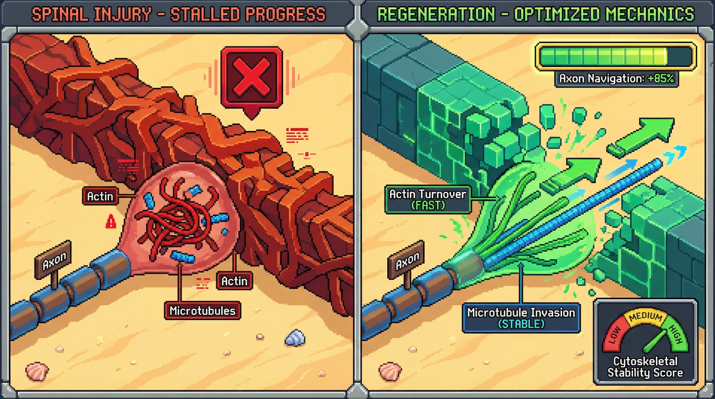 Infographic for: Growth Cones Navigate Scar Tissue Through Actin-Microtubule Coordination—Not Just Signal Molecules