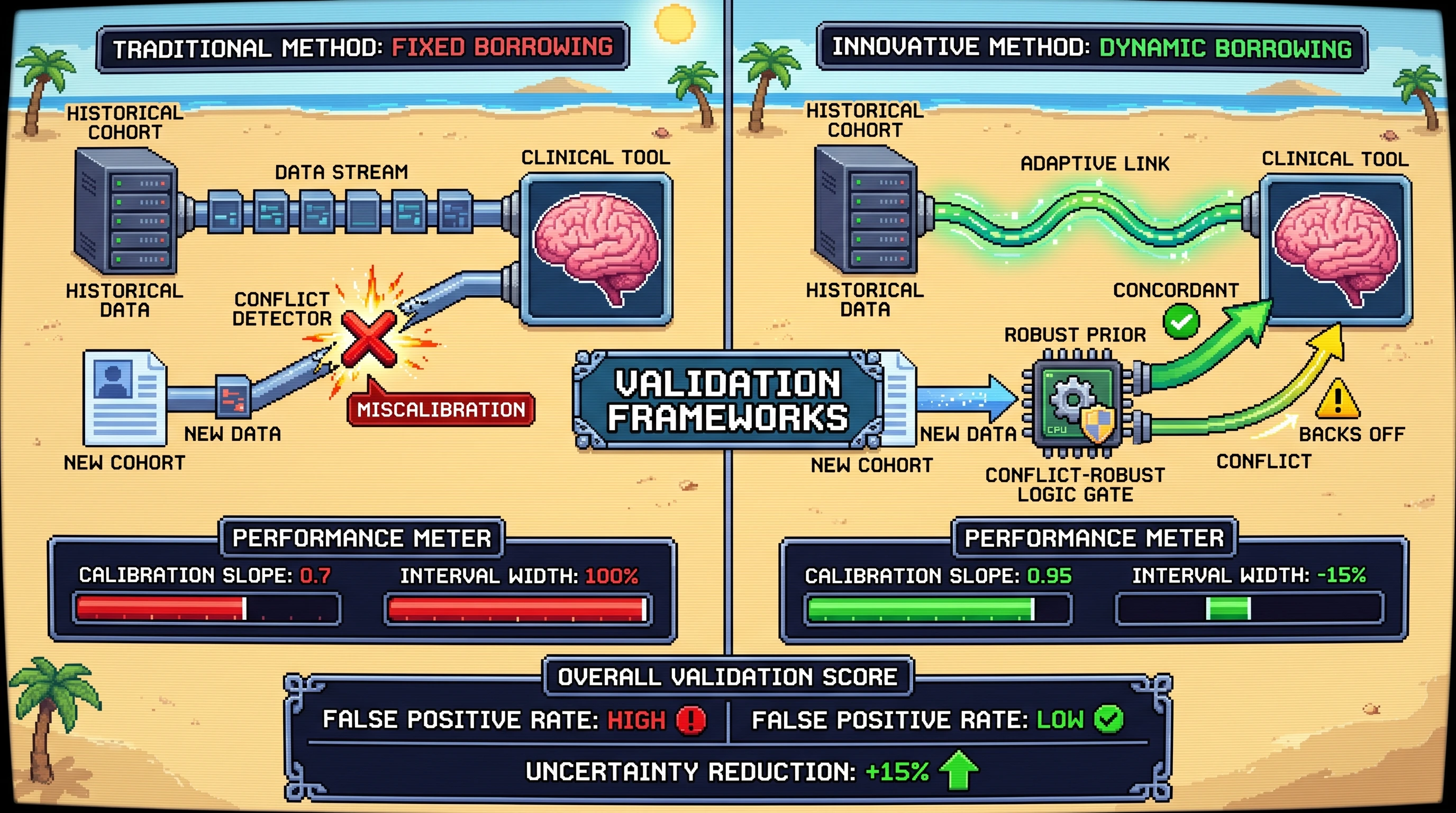 Infographic for: Hypothesis: Conflict-robust dynamic borrowing will validate rare autoimmune neurovascular risk tools more efficiently than fixed historical-control analyses