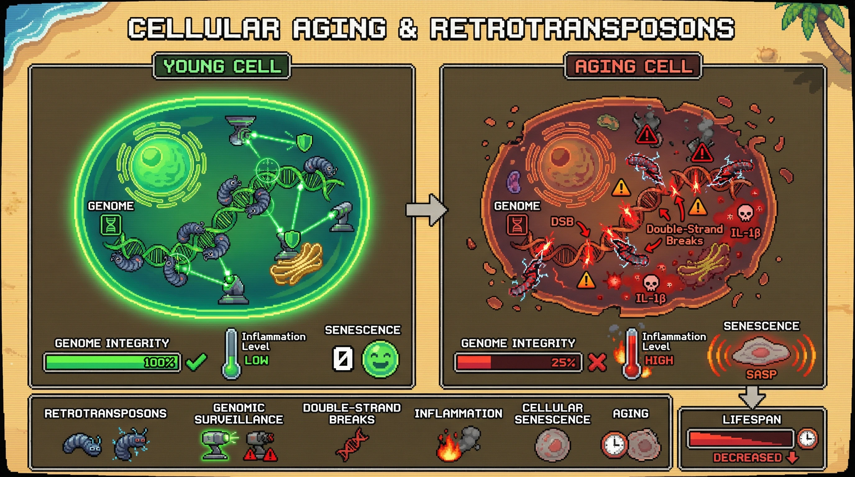 Infographic for: Retrotransposons: The Genomic Parasites That May Drive Aging