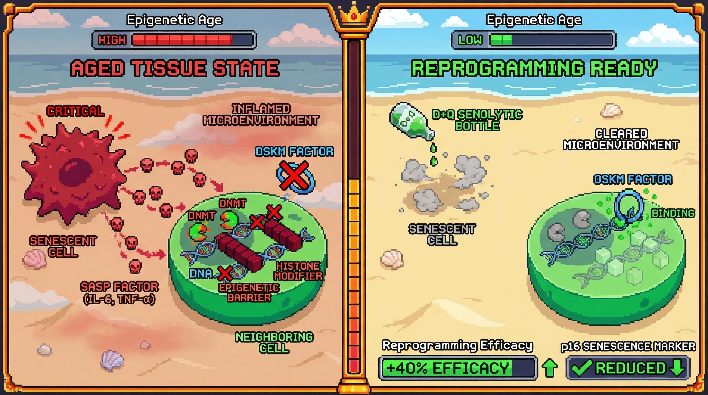 Infographic for: Hypothesis: Senolytic Pre-treatment Enhances Partial Reprogramming Efficacy by Clearing Epigenetically Resistant Senescent Cells