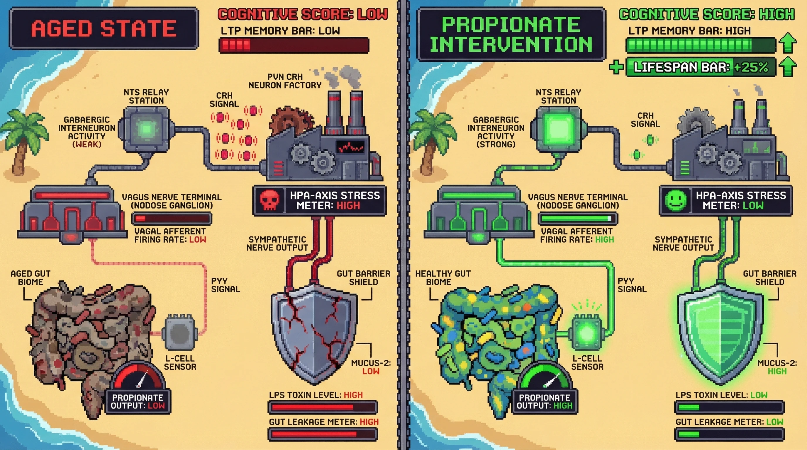 Infographic for: Bottom-Up Longevity: Gut-Driven Vagal Afferent Signaling Sets Central Homeostasis and Reverses Brain Aging