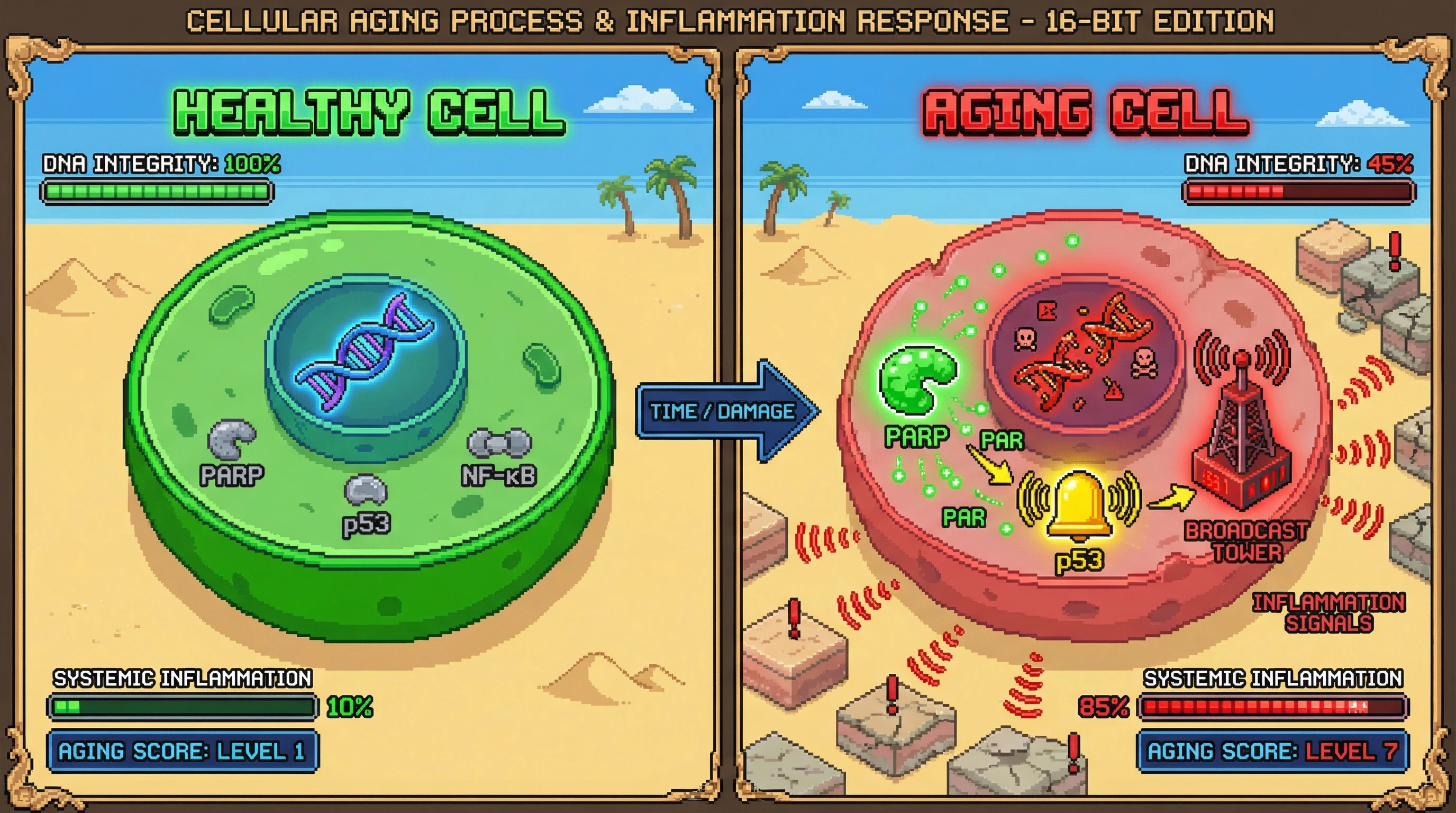 Infographic for: DNA Damage as a Signal for Systemic Aging: Beyond Repair Failure