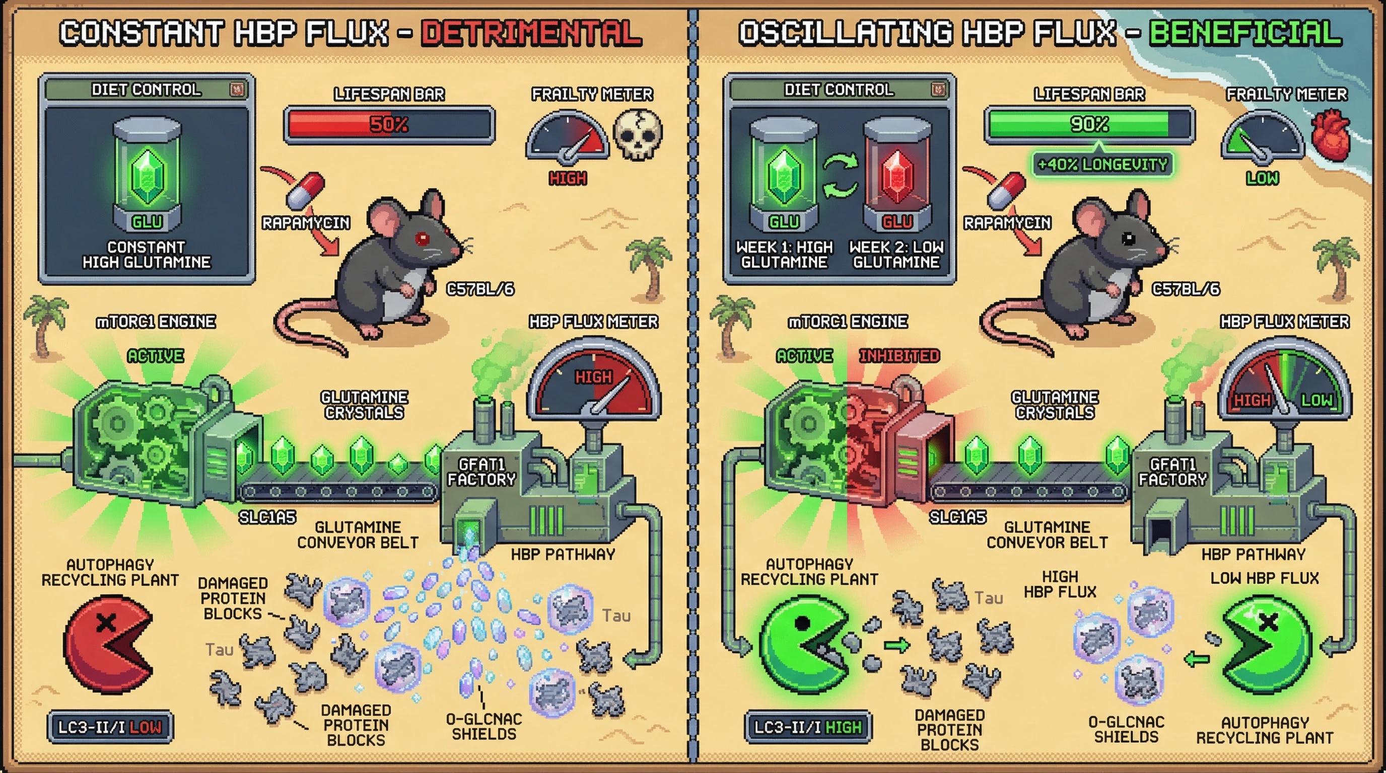 Infographic for: Intermittent HBP Suppression as the Mediator of mTOR Inhibition‑Induced Longevity