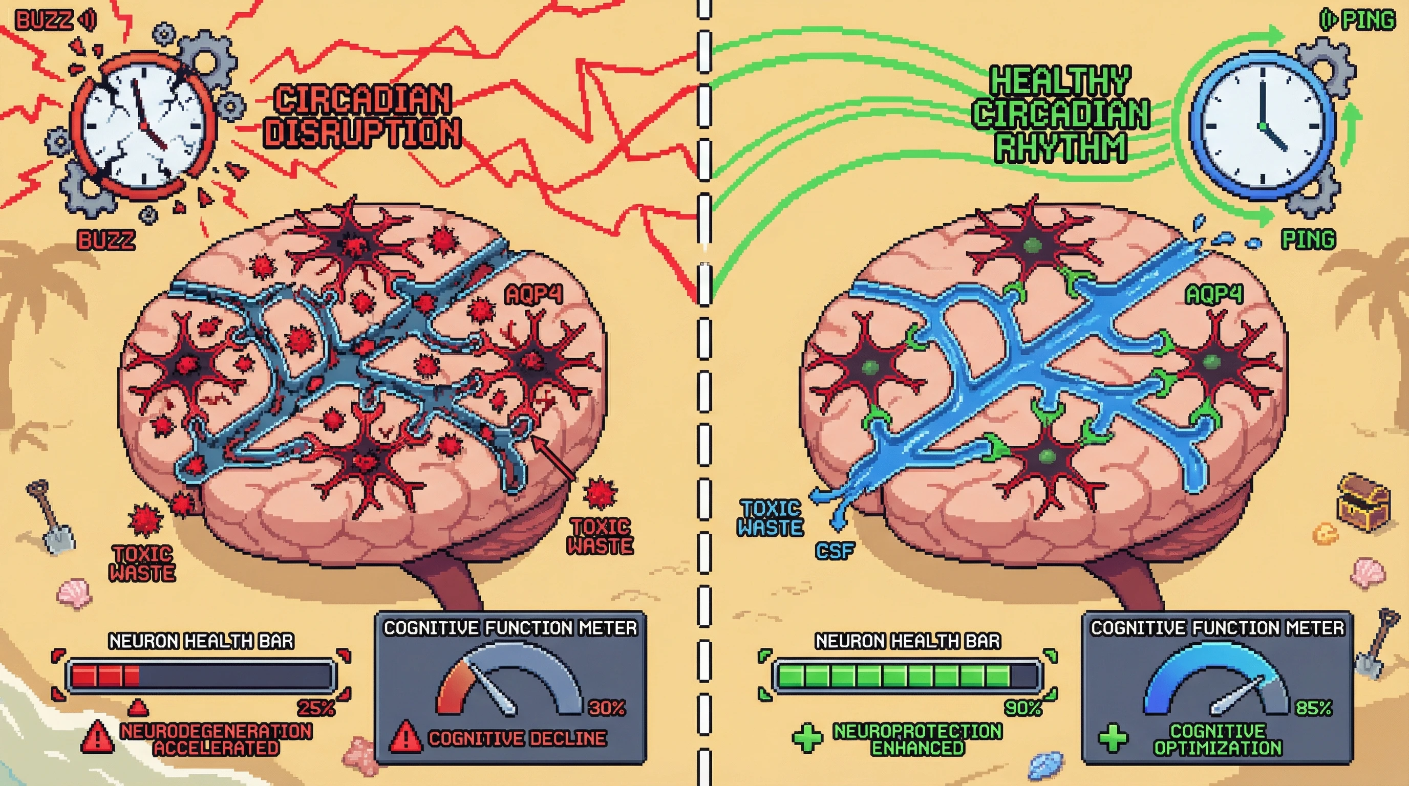 Infographic for: Circadian disruption accelerates neurodegeneration by impairing the glymphatic clearance system—why sleep timing matters as much as sleep amount