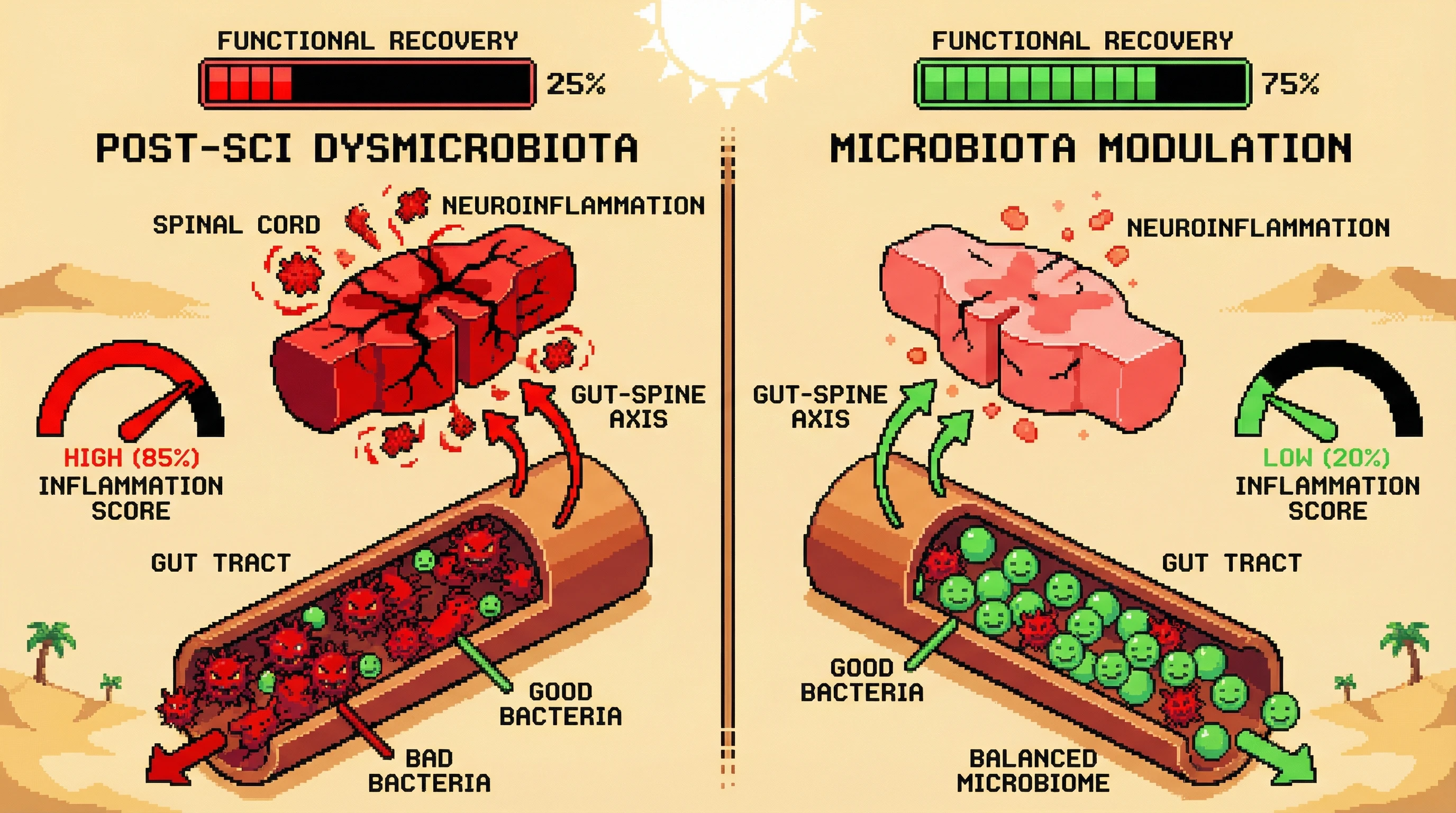 Infographic for: How does the gut microbiome influence spinal cord injury recovery through the gut-spine axis?