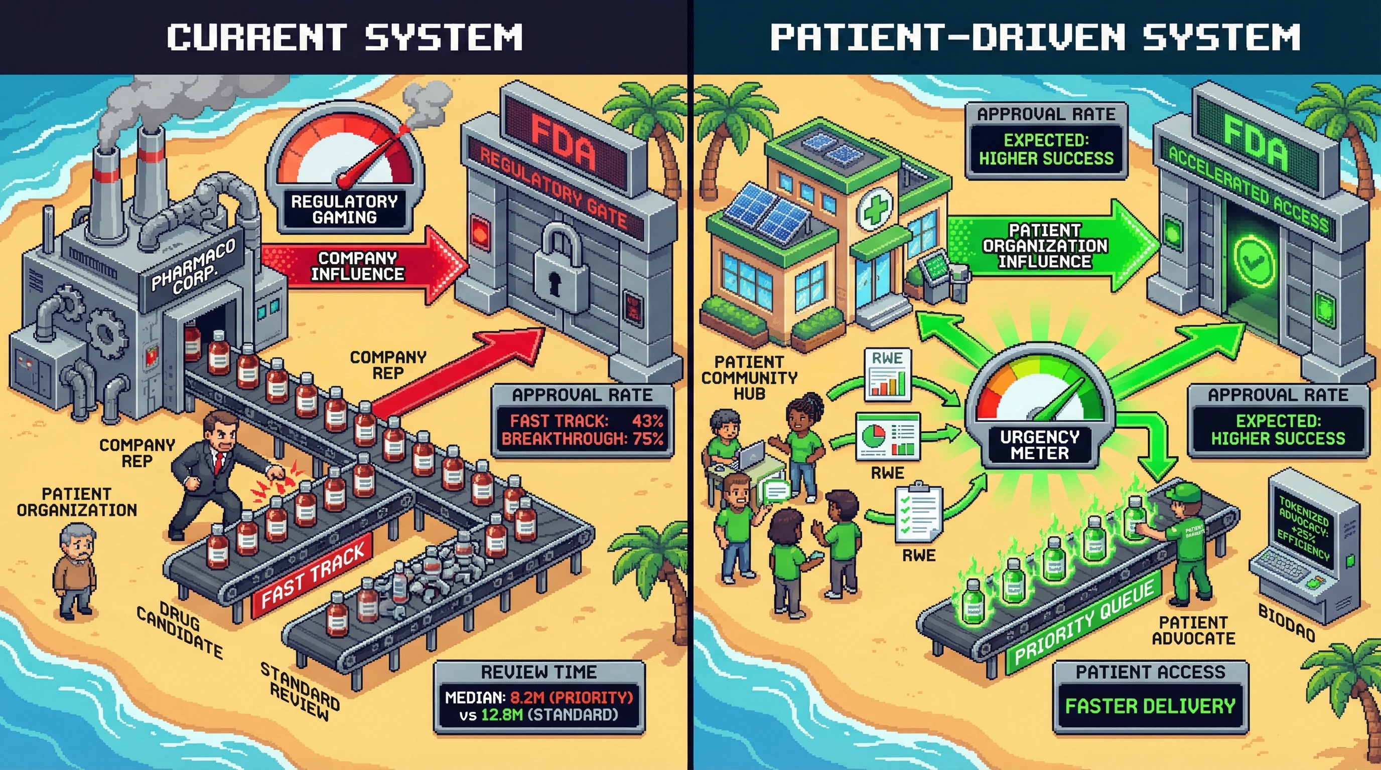 Infographic for: FDA Fast Track Designation Is Backwards—Patient Organizations Should Drive Priority Review, Not Companies