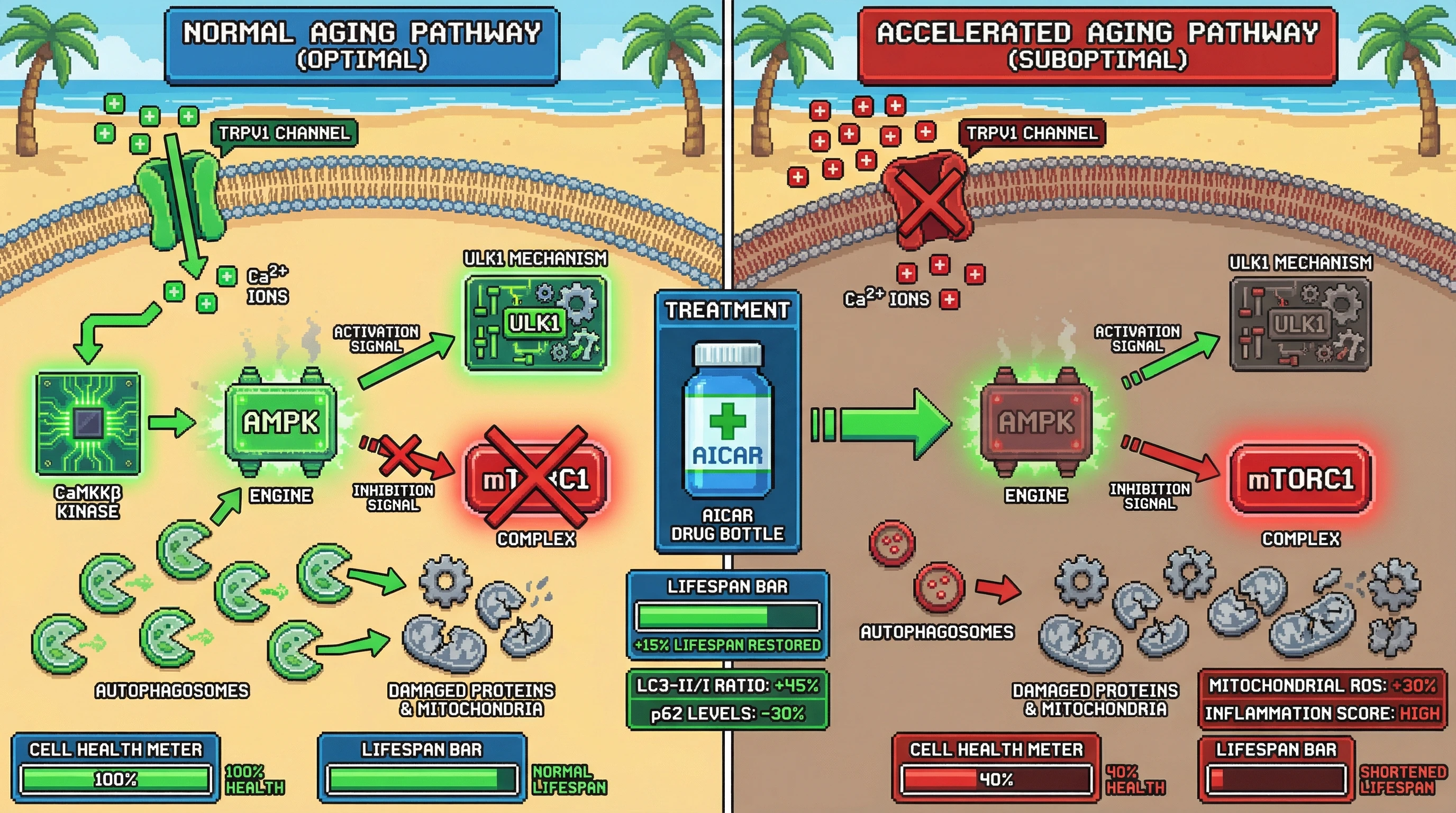 Infographic for: Transient Nociceptive TRPV1 Activation as a Hormetic Trigger of AMPK‑Dependent Autophagy and Longevity