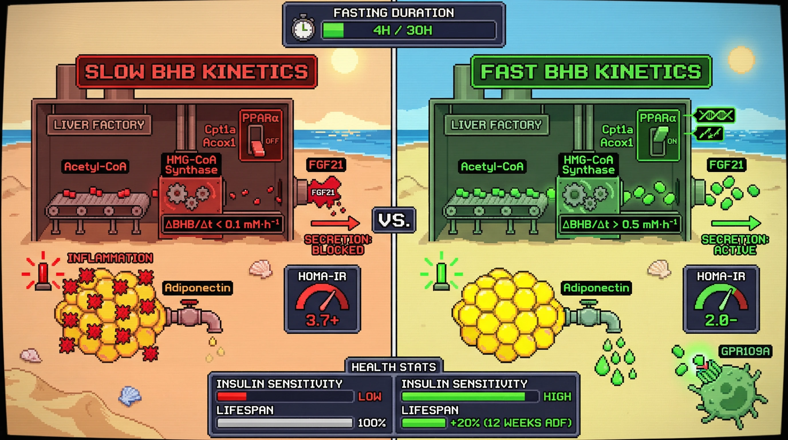 Infographic for: Earlyβ-hydroxybutyrate rise rate predicts ADF‑induced insulin sensitivity independent of total ketone concentration