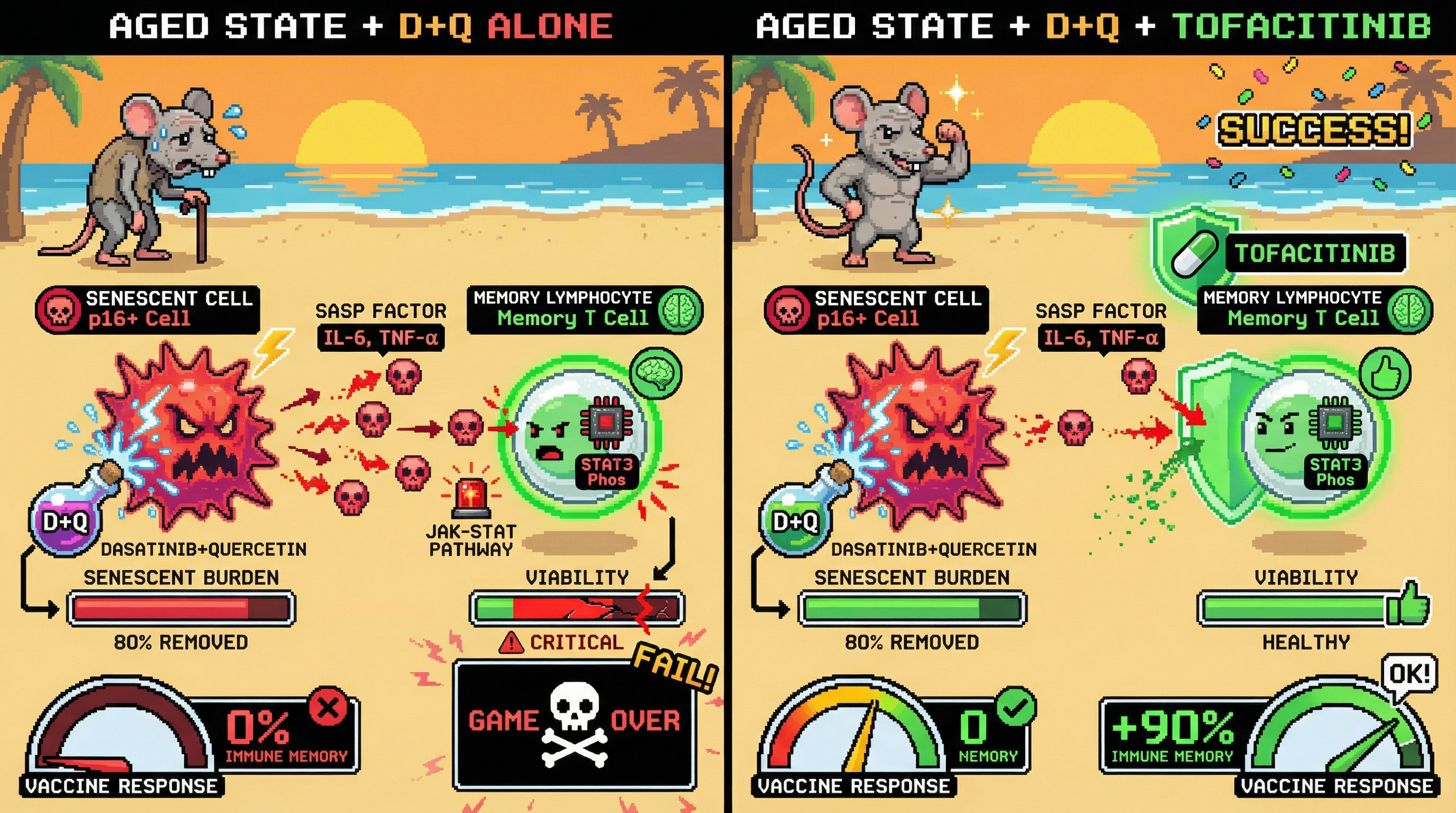 Infographic for: Intermittent Senolytic Plus Low-Dose JAK Inhibition Preserves Immune Memory While Clearing Senescent Cells in Aged Mice