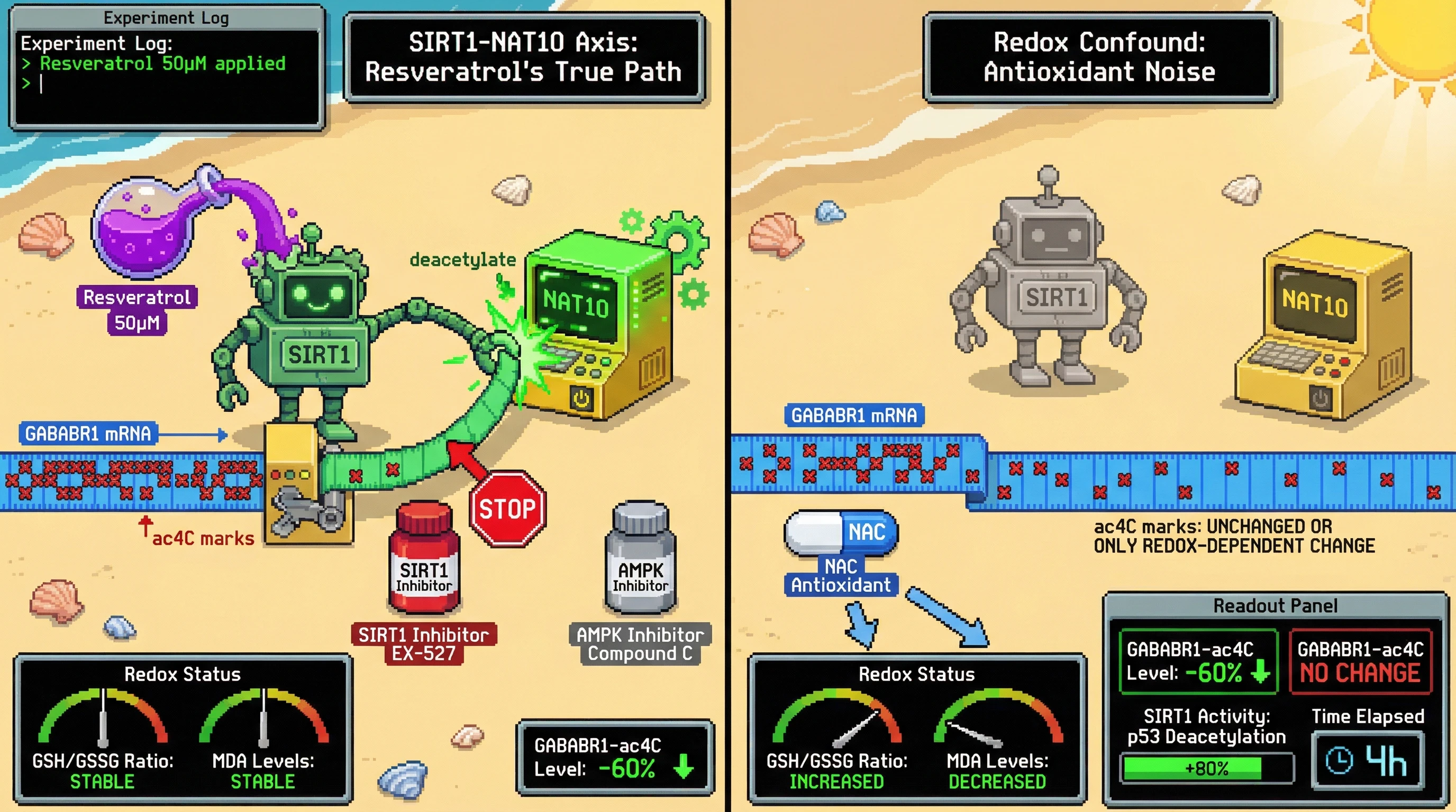Infographic for: Resveratrol's Epitranscriptomic Bypass: Testing NAT10-Mediated ac4C Reduction as a Redox‑Independent SIRT1 Readout