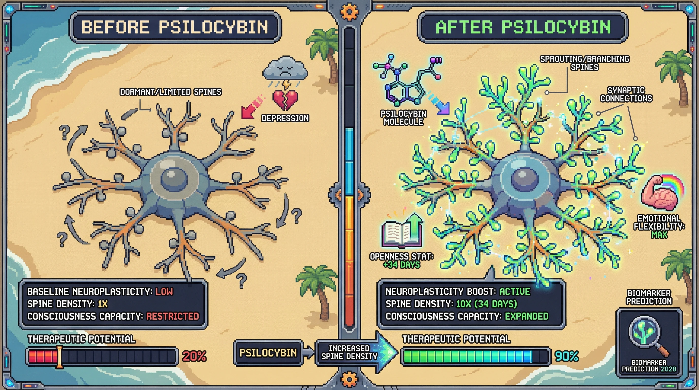 Infographic for: The 10-Fold Spine Paradox: Why 25 Micrograms Rewires Minds for 34 Days