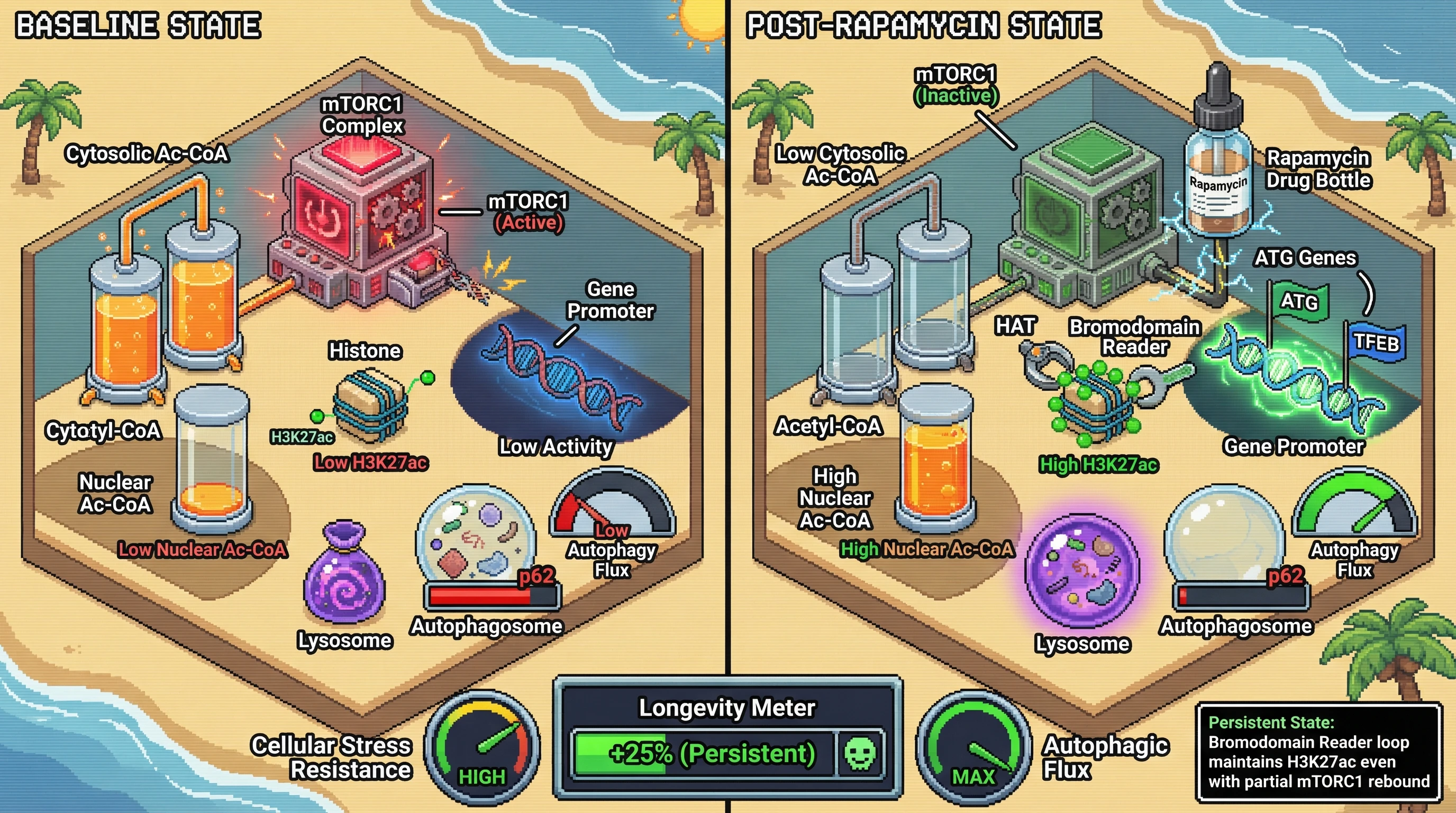 Infographic for: Epigenetic Priming of Autophagic Genes Explains Persistent Longevity Benefits After mTOR Inhibition