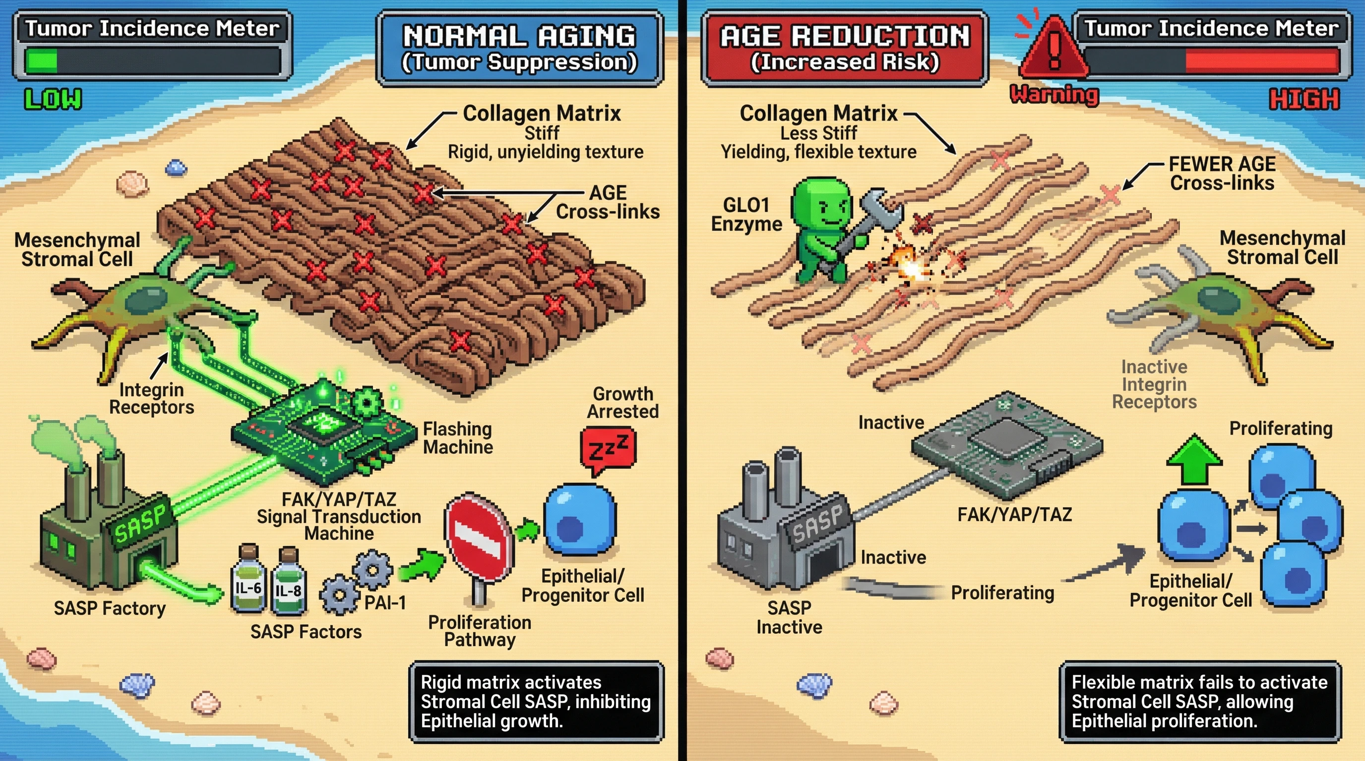 Infographic for: Collagen‑derived AGE signaling as an evolved tumor‑suppressive senescence barrier