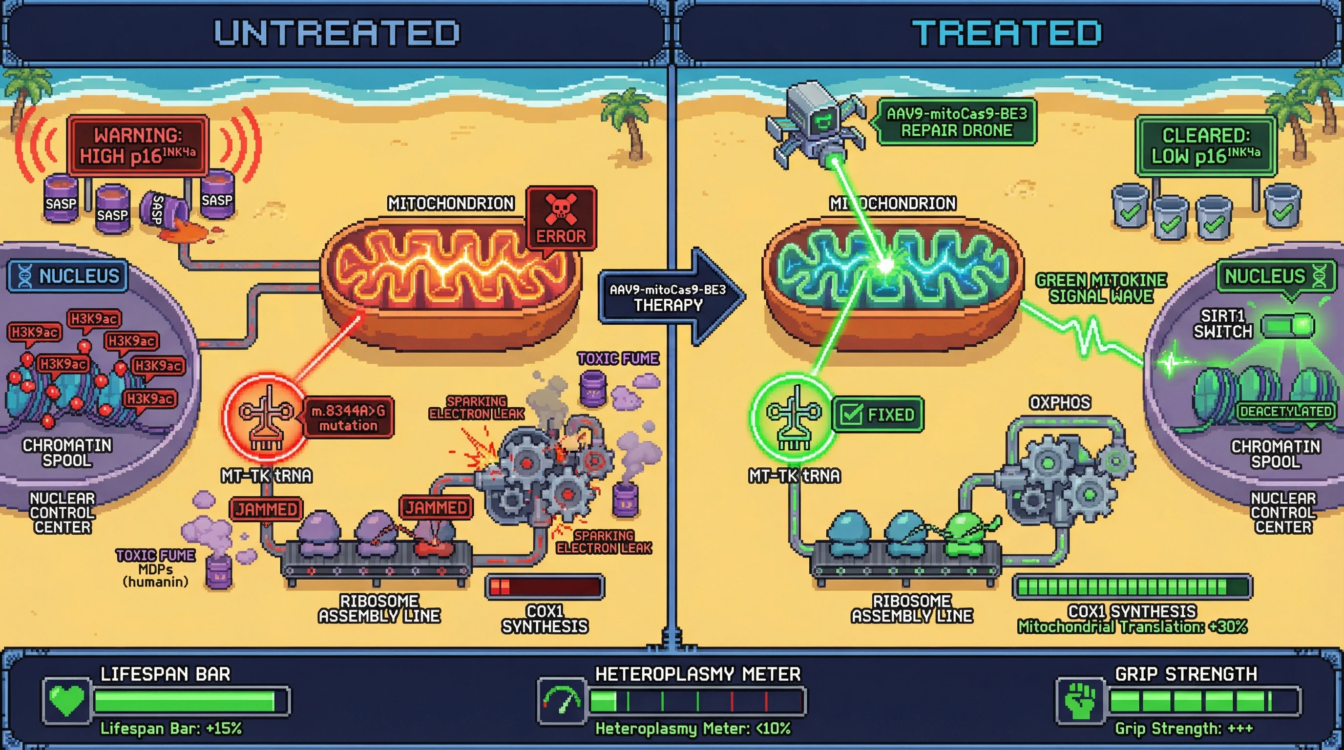 Infographic for: Mitochondrial tRNA Editing as a Keystone Regulator of Nuclear Aging Programs