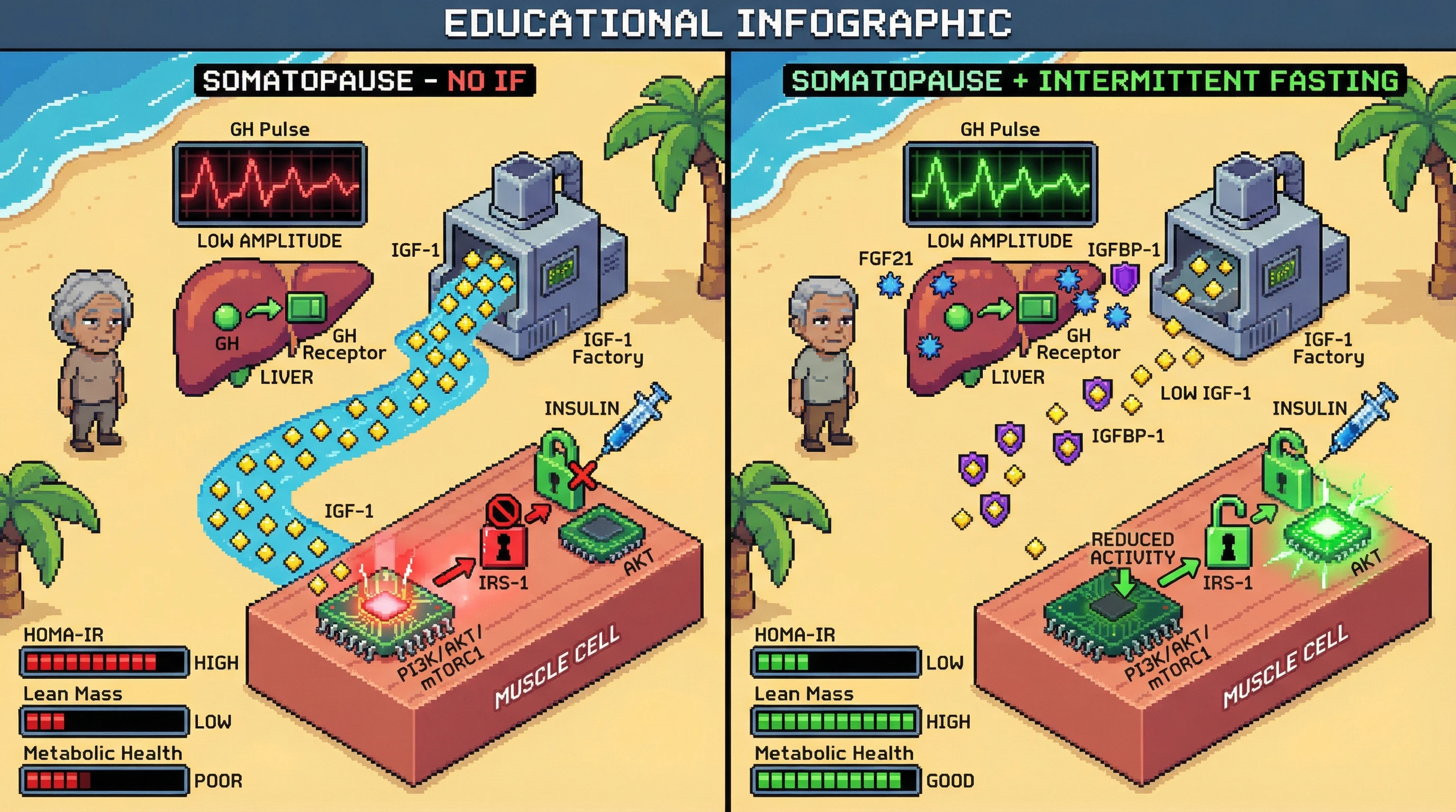 Infographic for: Intermittent Fasting Decouples GH Anabolism from Insulin Resistance via Hepatic IGF-1 Suppression in Somatopause