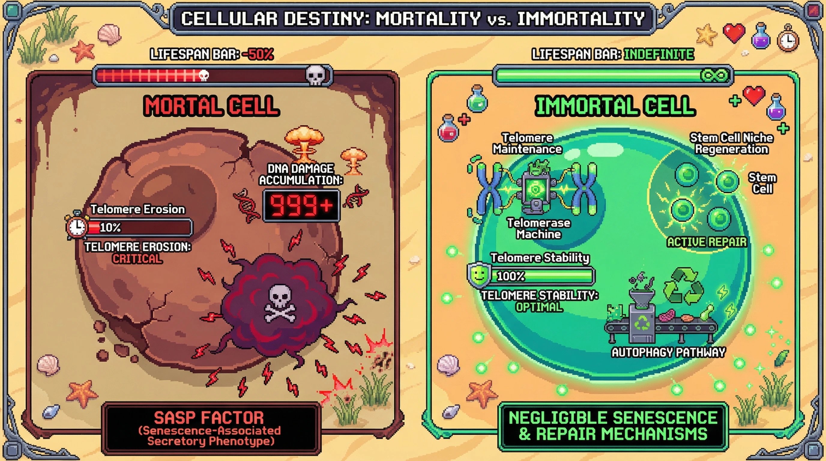 Infographic for: Some animals simply do not age. The mechanisms are stranger than we thought.